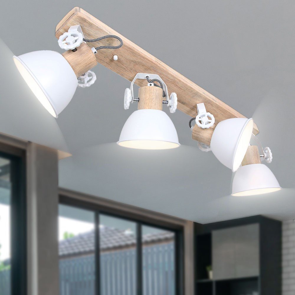 etc-shop LED Deckenspot, Leuchtmittel inklusive, Warmweiß, Retro Decken Leuchte Holz Прожектори verstellbar FILAMENT Wohn
