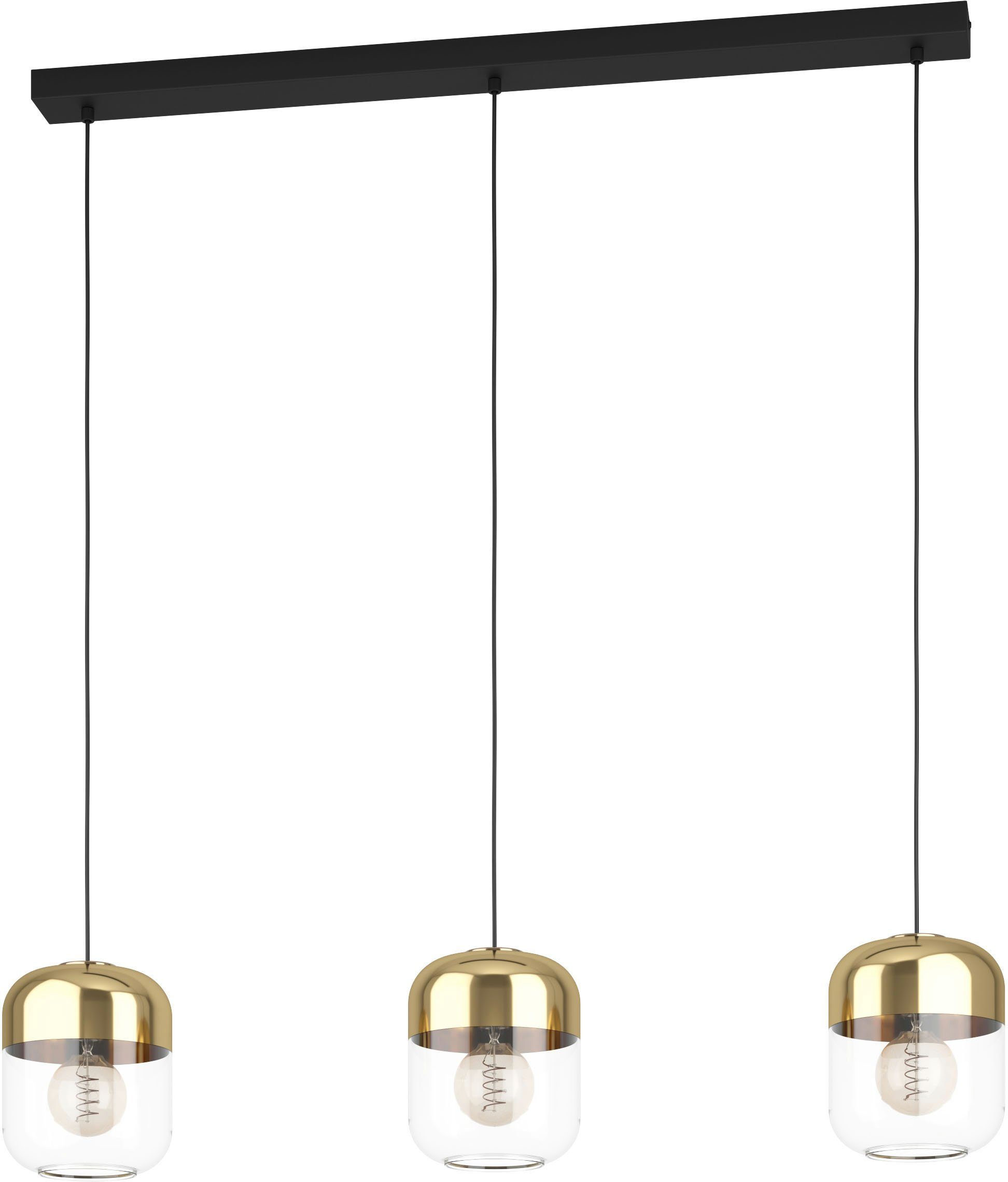 EGLO Hängeleuchte MARYVILLA Pendellampe, Stahl und Glas, E27, IP20, Esstischlampe, Lampe, ohne Leuchtmittel, Leuchtmittel wechselbar, Hängeleuchte, L87 x B17 x H110 cm, schwarz, brüniert, 3X40W exkl.