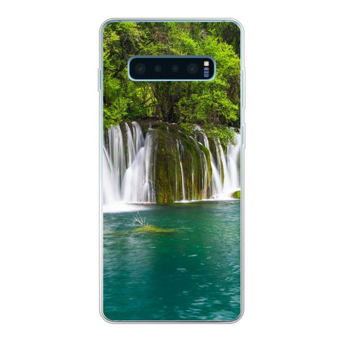 MuchoWow Handyhülle Die grüne Natur oberhalb der Wasserfälle in Thailands Phone Case Handyhülle Samsung Galaxy S10 Lite Silikon Schutzhülle