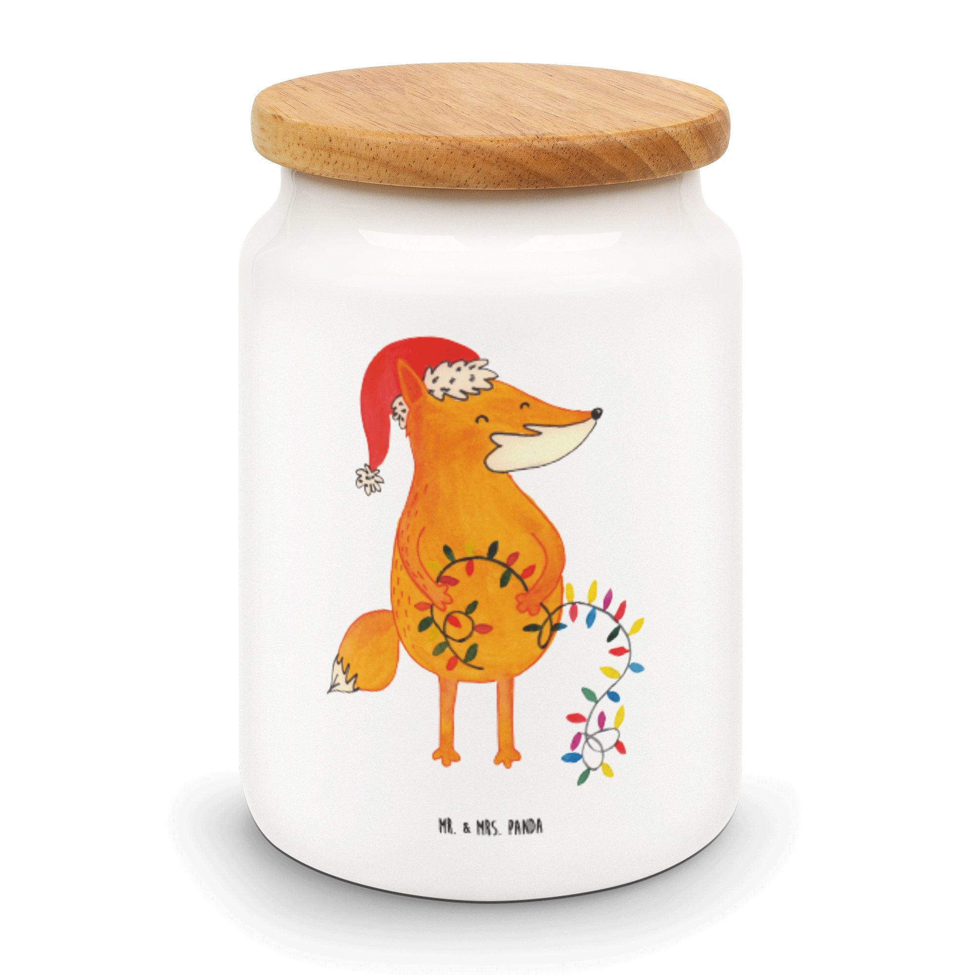 Mr. & Fuchs (1-tlg) Vorratsbehälter, Weihnachten Panda Keramik, Vorratsdose Geschenk, Heiliga, - Mrs. Winter, - Weiß