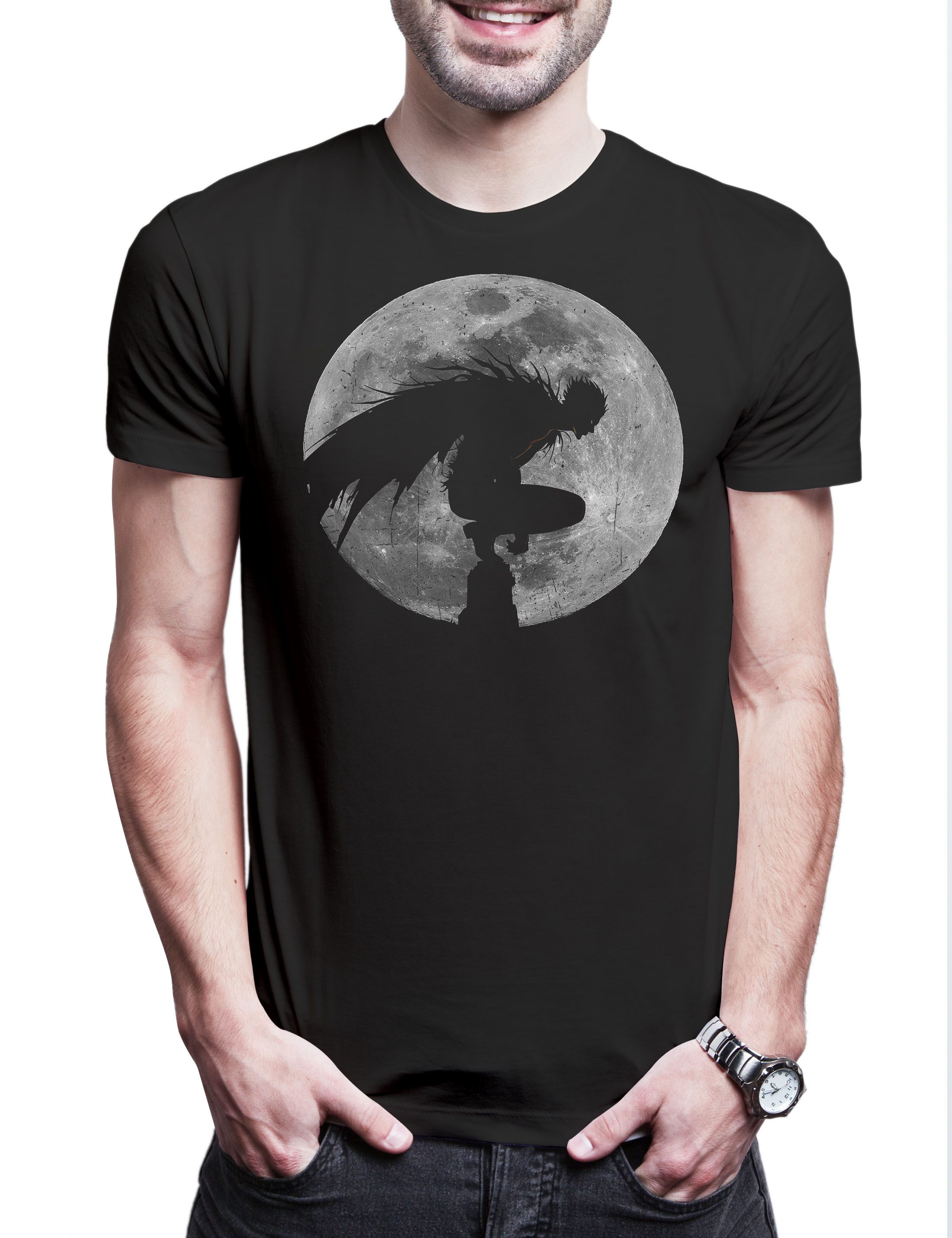 Print-Shirt Shinigami Moon 2 Herren T-Shirt Light Note Kira Yagami L Death Ryuk