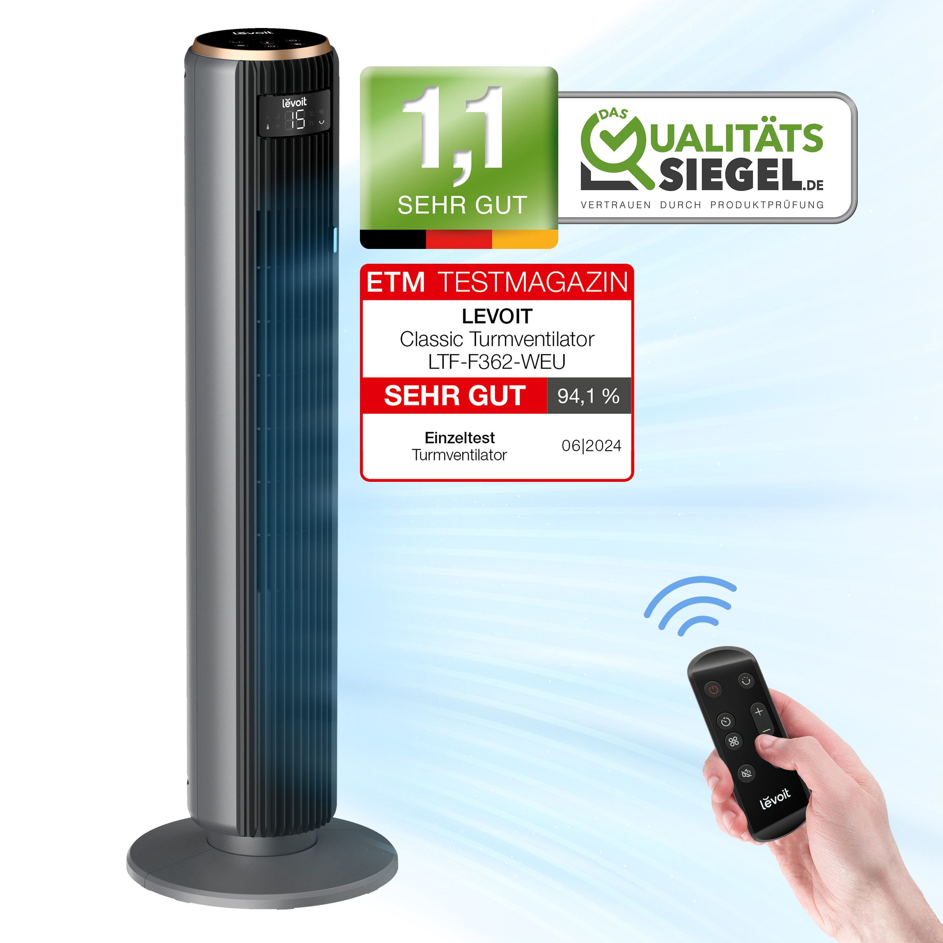 Levoit Turmventilator LTF-F362-AEUR Standventilator, Fernbedienung, Oszilla günstig online kaufen