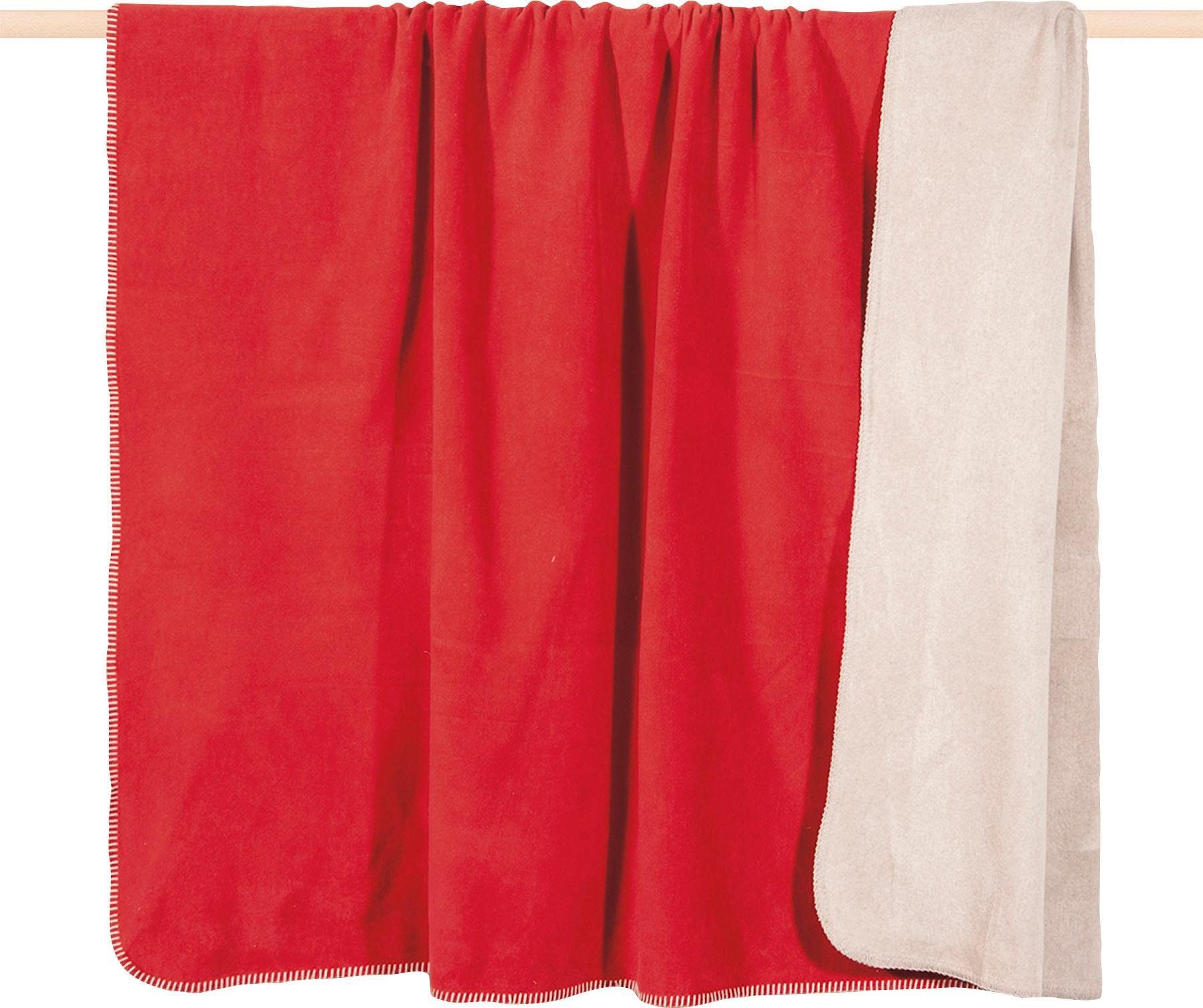 Wohndecke Hobart, PAD, in rot/creme Optik, zweifarbiger Kuscheldecke