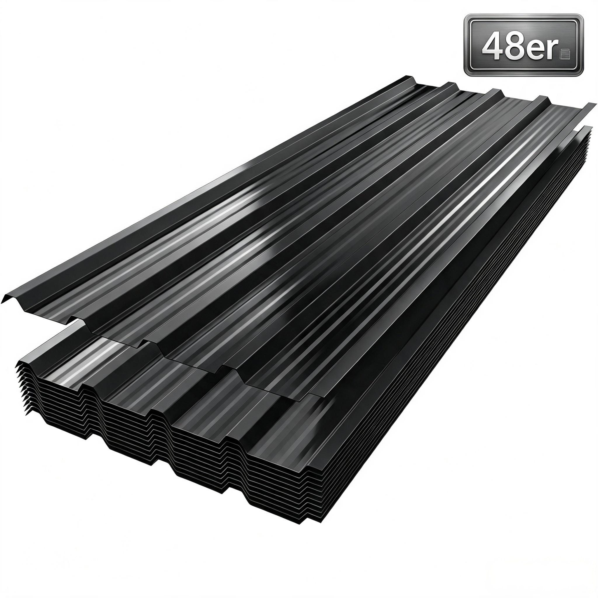 FIVMEN Wellplatte Trapezblech Wellplatten Deckenplatten 12 x Dachpaneele Metallblech, (48-St), für Dachkonstruktionen, Garagen, Gewächshäuser, Zwinger