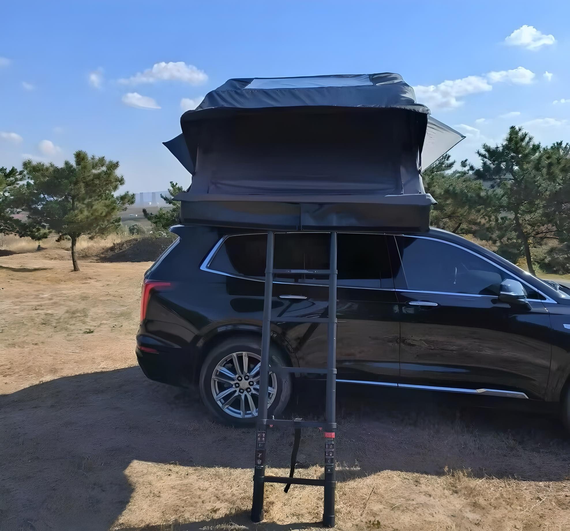 TZIpower Dachzelt Autodachzelt Grau/Schwarz Softcase Dachzelt 2 Größen opt. Sonnensegel, Personen: 4