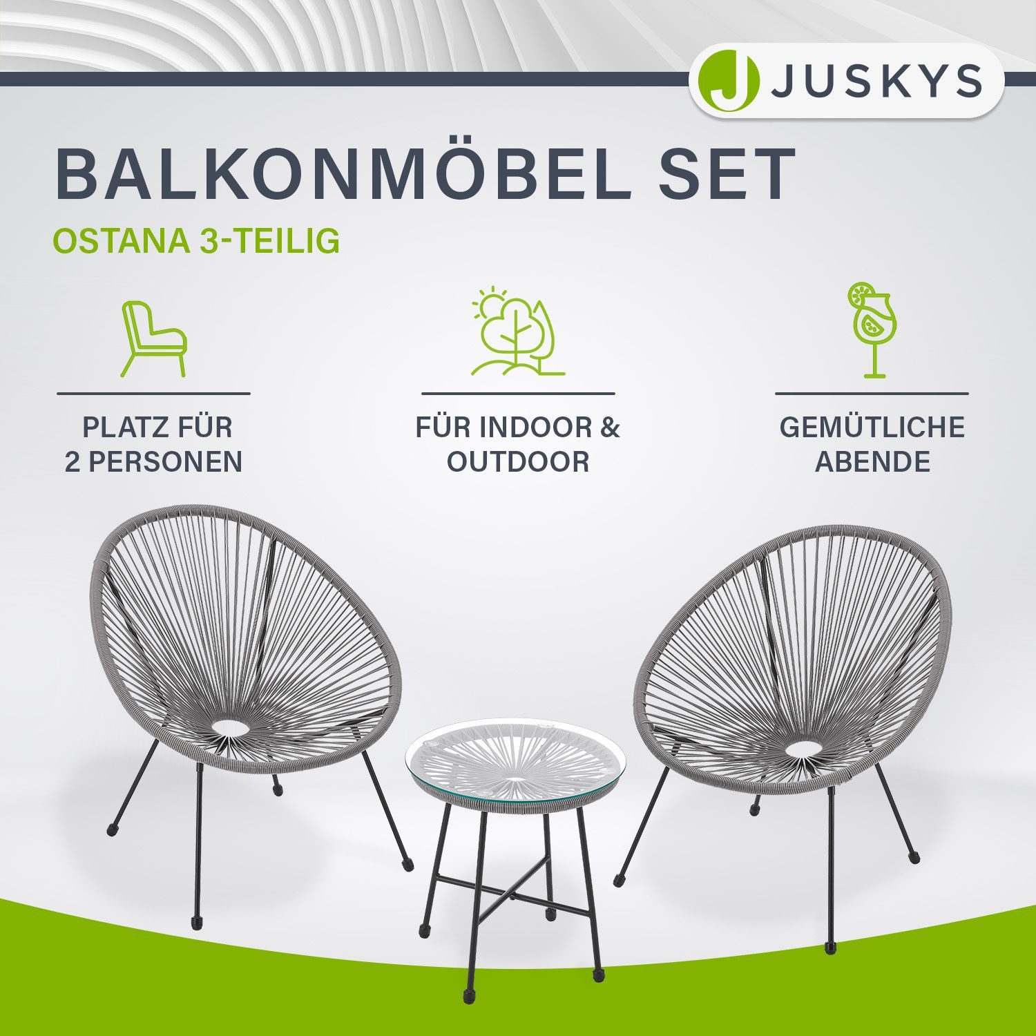 Juskys Balkonset Ostana, (3-tlg), 2 Sessel günstig online kaufen