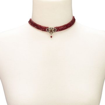 Alpenflüstern Collier Trachten-Perlen-Kropfkette Hedwig (rot), - nostalgische Trachtenkette Damen-Trachtenschmuck Dirndlkette
