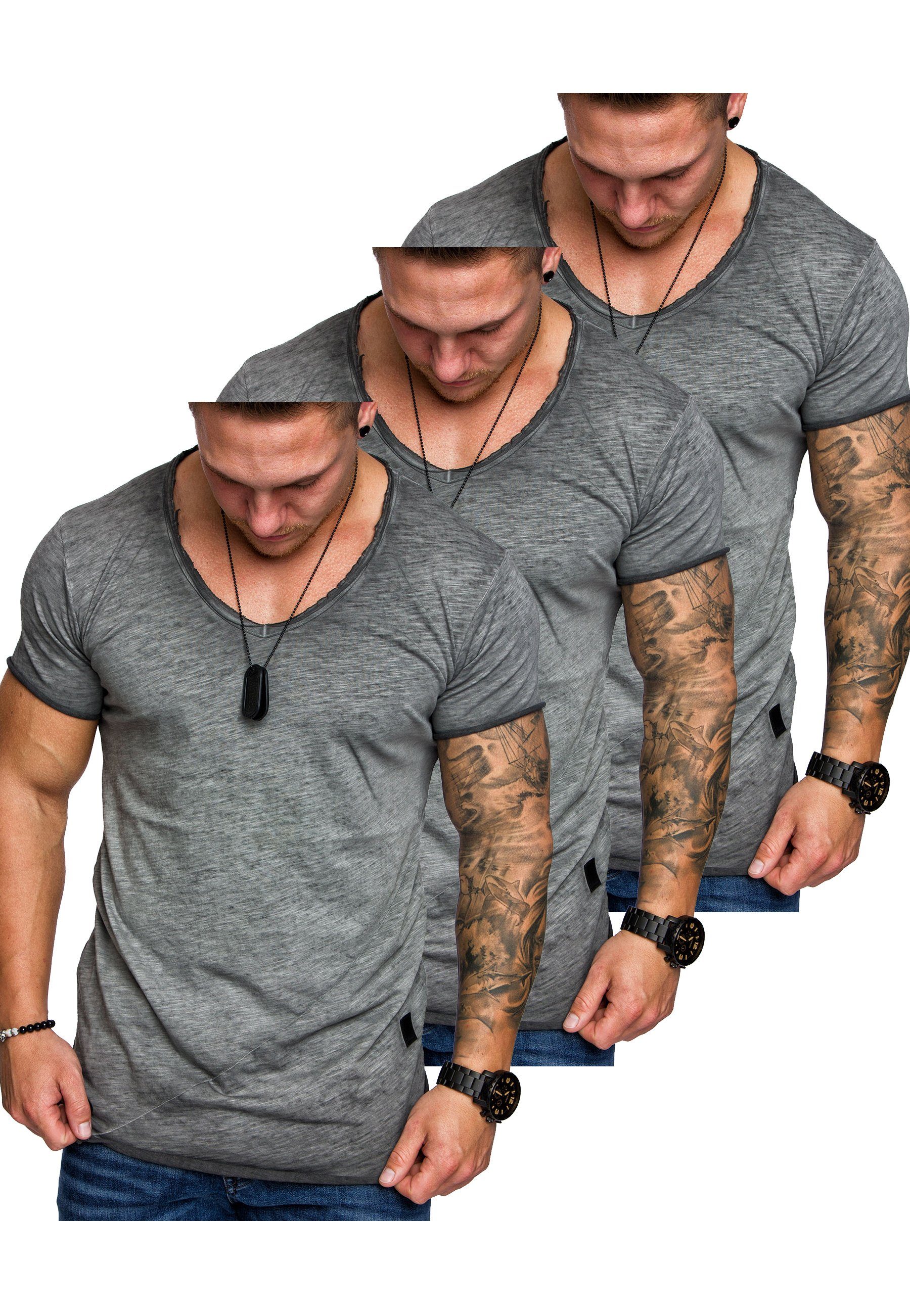 Amaci&Sons T-Shirt 3. NYC Herren 3er-Pack T-Shirts (3er-Pack) Herren Basic Oversize T-Shirt mit V-Ausschnitt