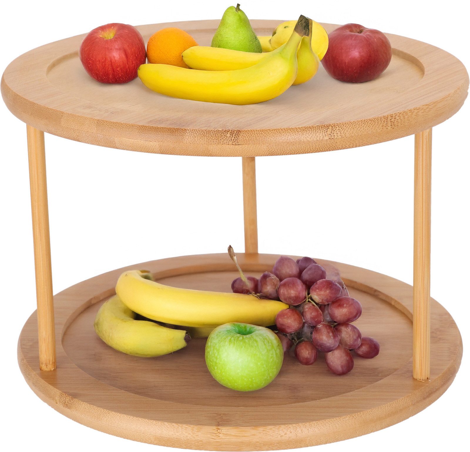 Koopman Servierplatte Etagere Drehplatte Ø25cm Küchenplatte 2 Etagen Demontiert, Holz, (1-tlg), Holz, Ø25cm, Drehscheibe, 18 cm hoch