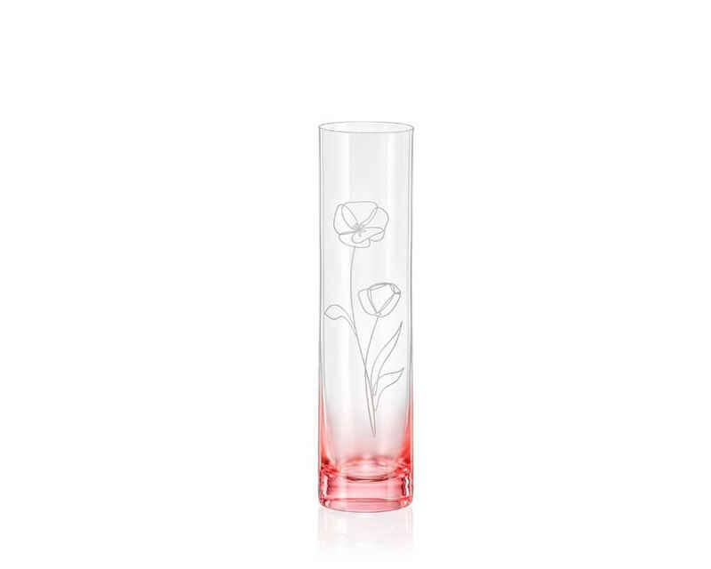 Crystalex Tischvase Vase Spring rosé K0801 Kristallvase 240 mm (Einzelteil, 1 St., 1 x Vase), Blumen Gravur, Frühlingsvase