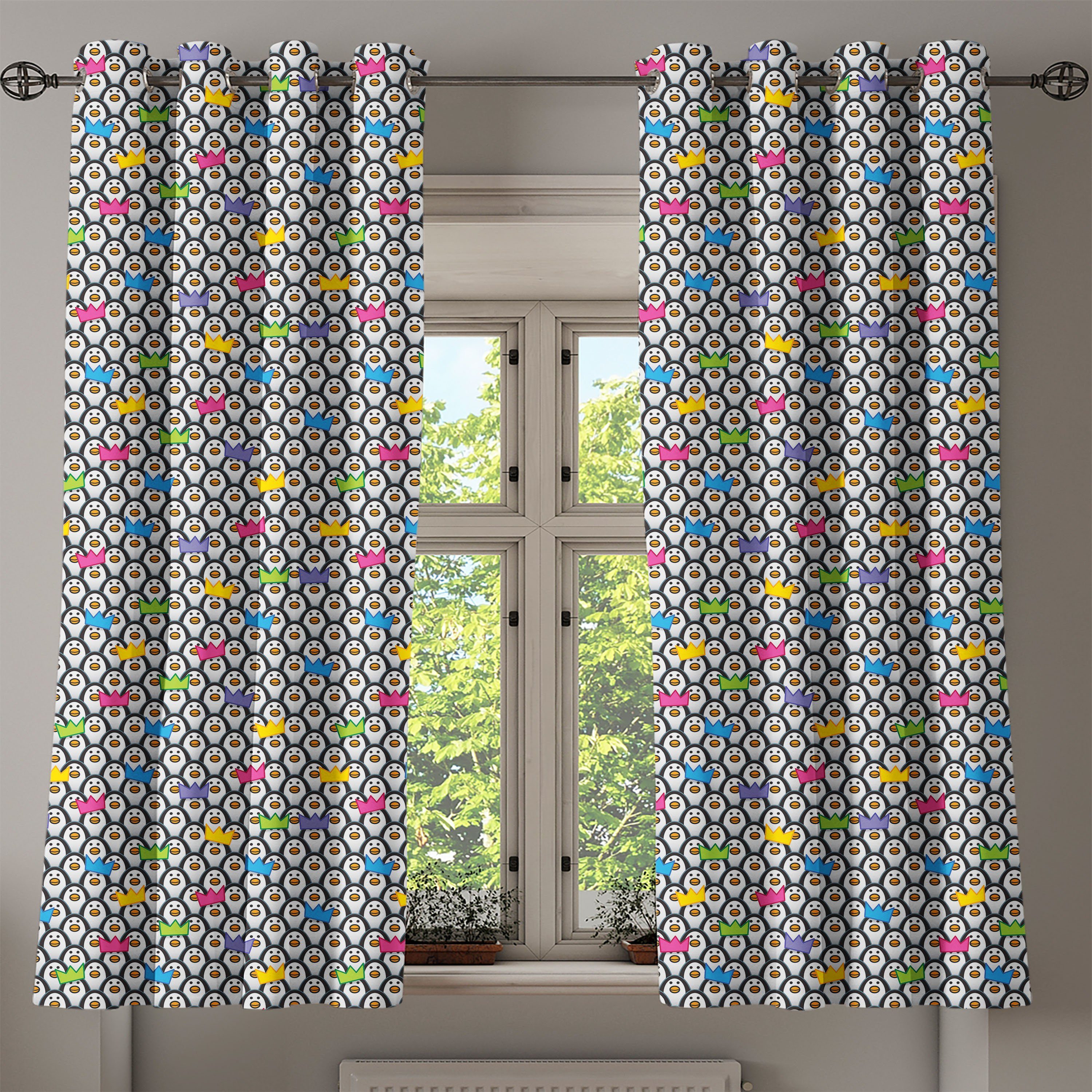 2-Panel-Fenstervorhänge Ice für Schlafzimmer Gardine Abakuhaus, Wohnzimmer, Penguin Dekorative Bunt Tiere