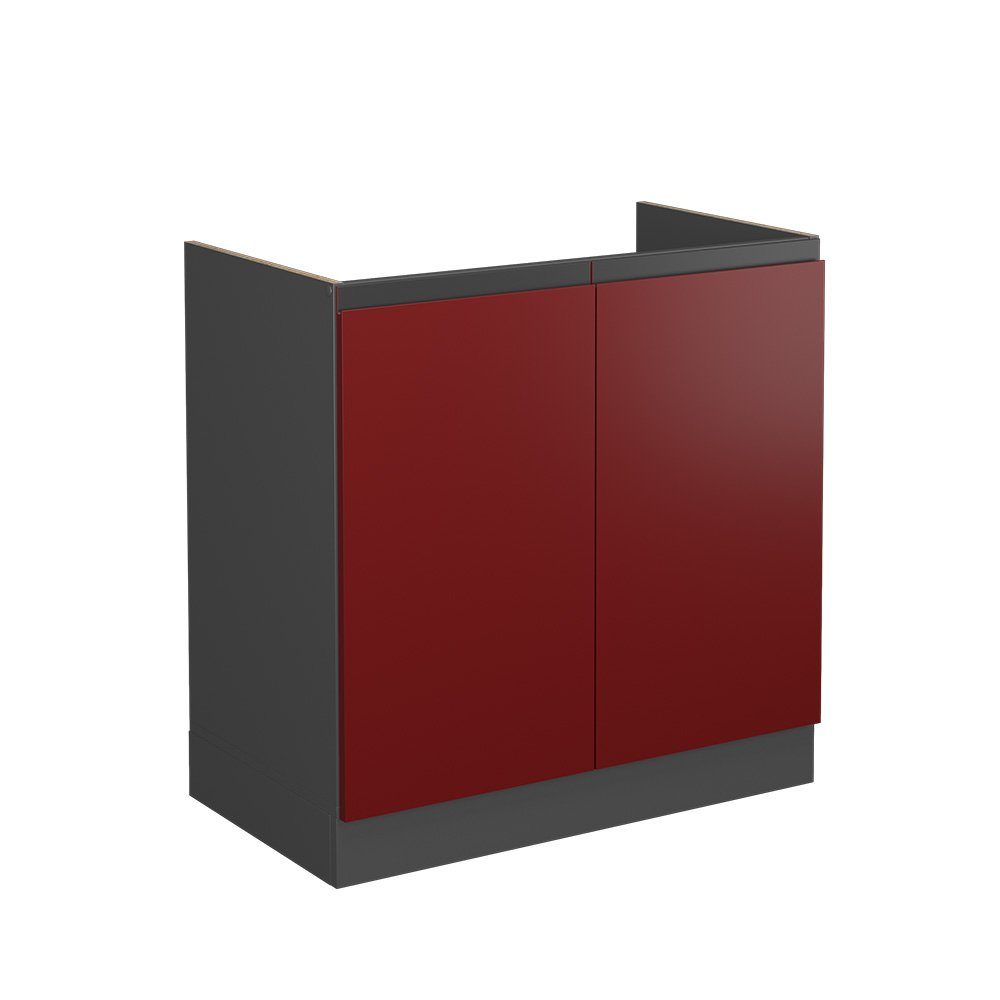 Vicco Spülenunterschrank Küchenschrank J-Shape 80 cm Anthrazit/Rot Anthrazit-Rot