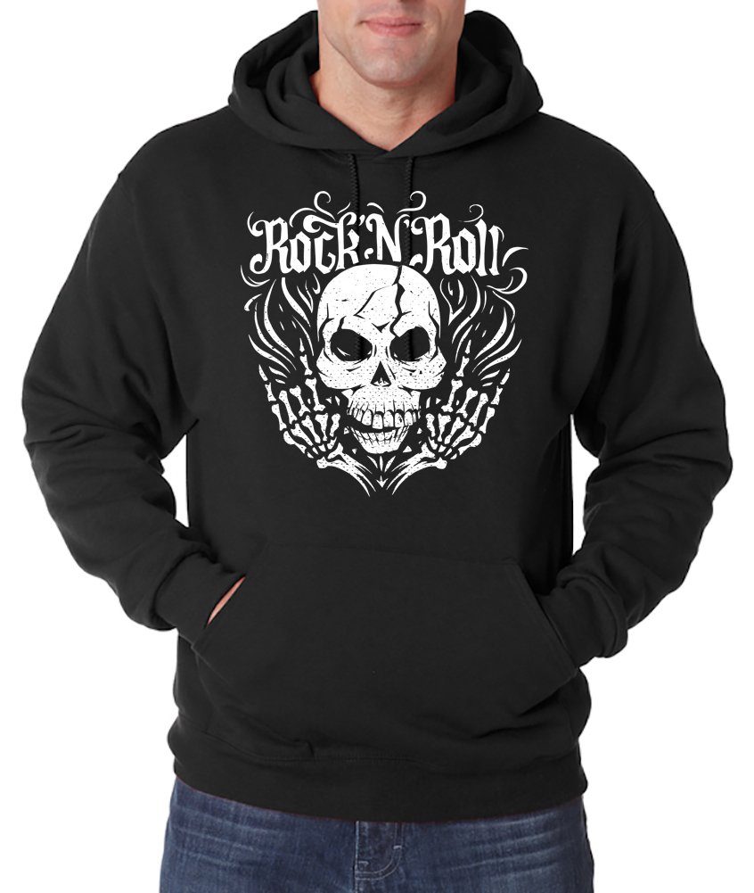 Kapuzenpullover Skull Rock and Roll Herren Hoodie Pullover im Fun-Look