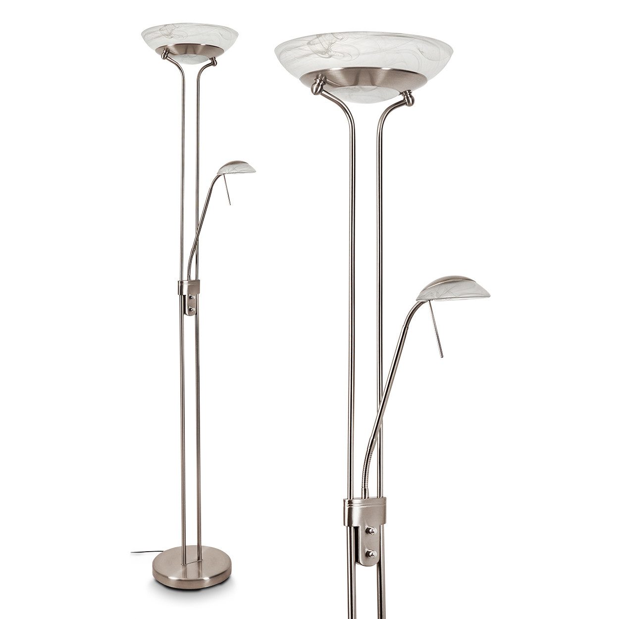 Deckenfluter »Lainate« dimmbare Standleuchte aus Metall in Nickel-matt