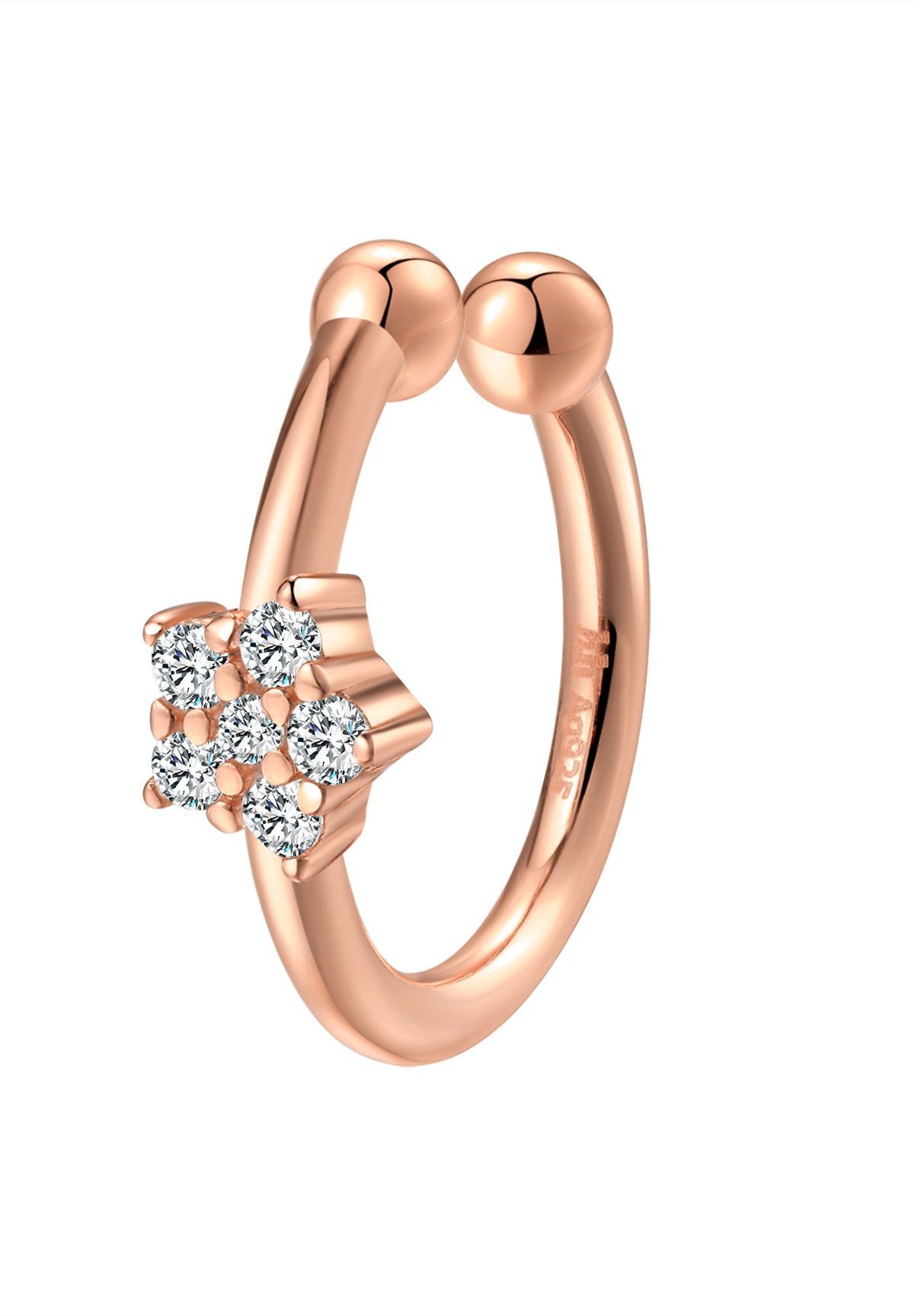 Hey Happiness Ohrklemme Flora & Fauna, aus 925 Silber vergoldet, Schmetterling und Blumen Ohrringe ohne Loch, Damen Ear Cuff