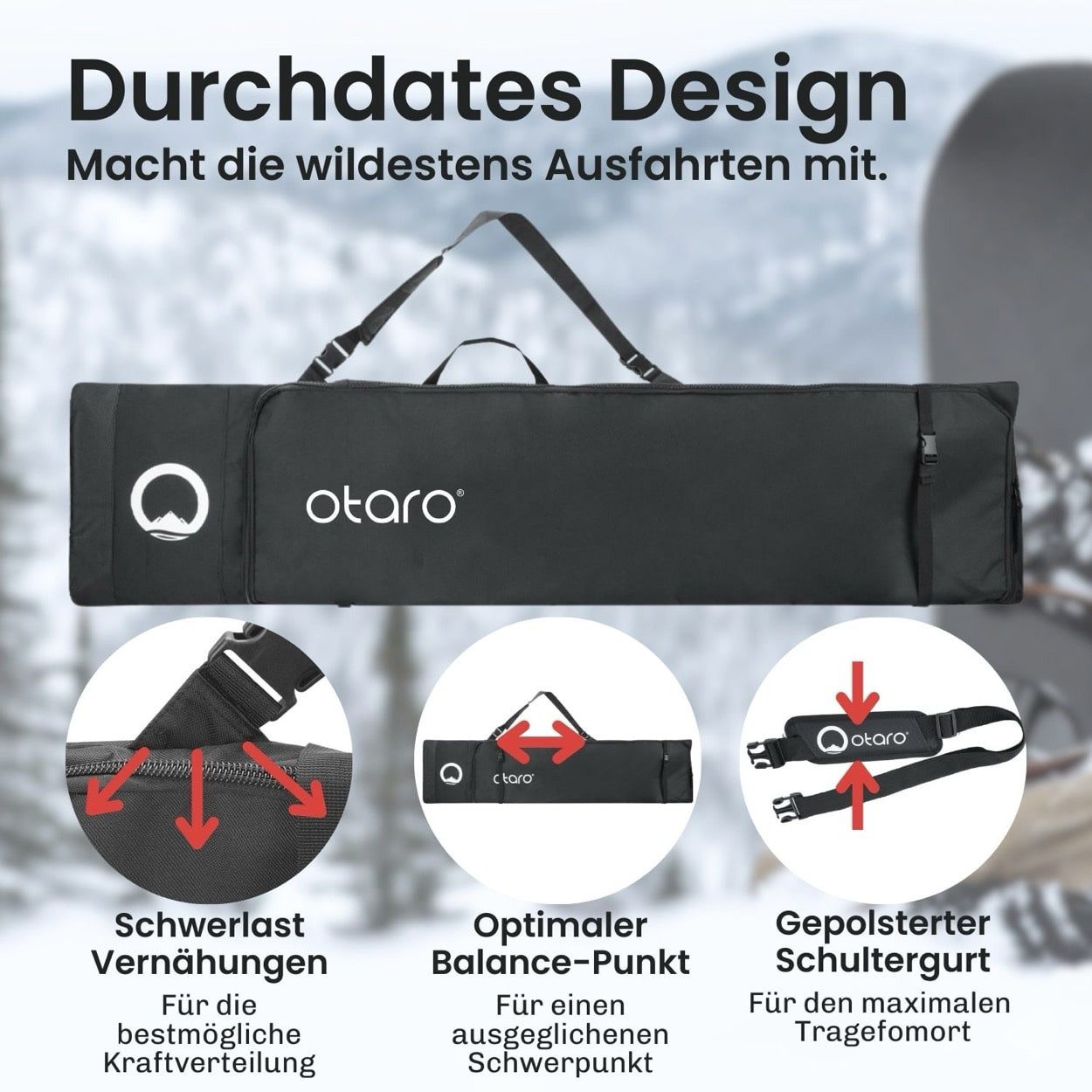 Otaro Skitasche SET: Skischuhtasche & Skitasche, Pro-Set für 2 Paar Ski 44L Eisgrau (Schutz für deine Ausrüstung, 1-tlg., Perfekt durchdacht)