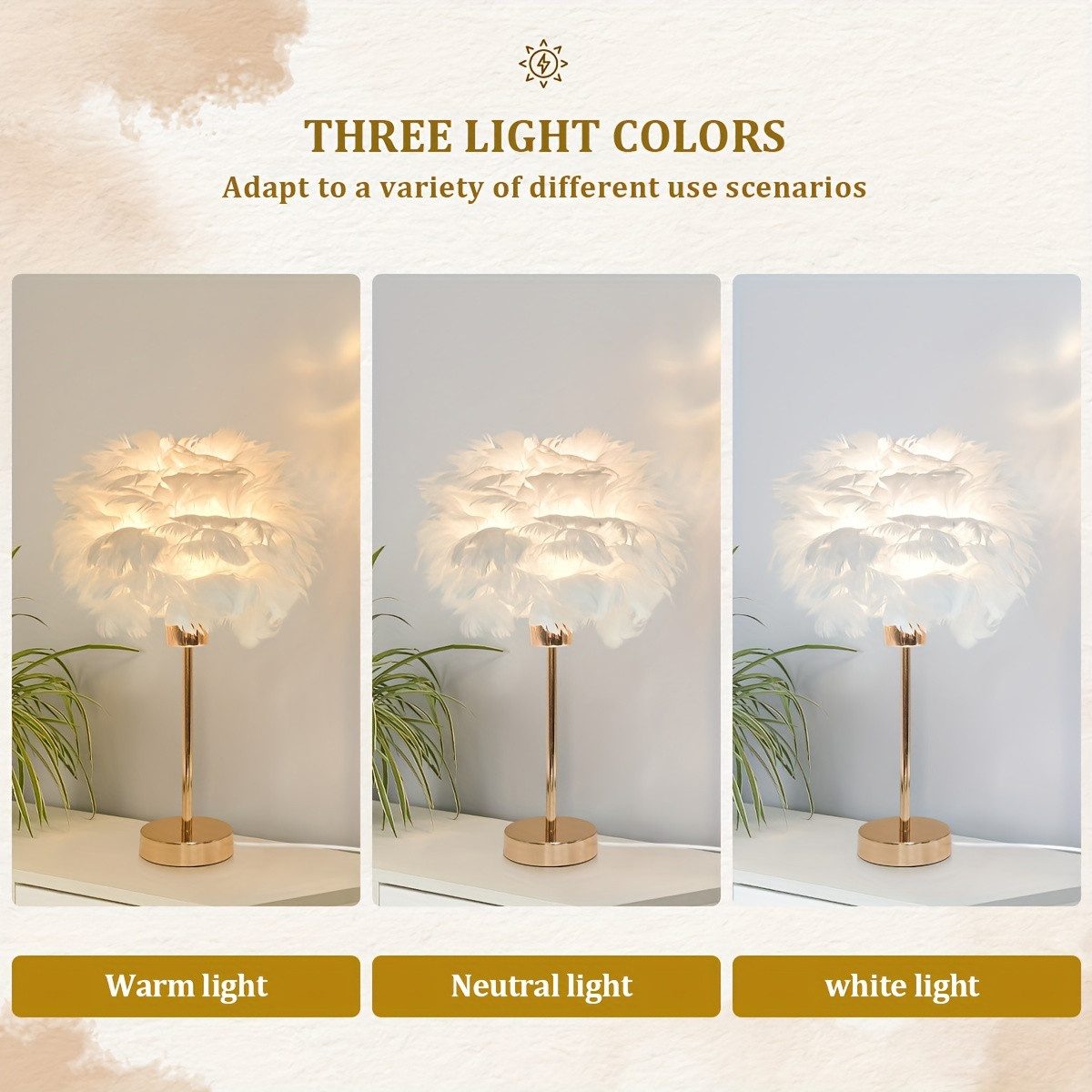JDONG Tischleuchte Weiße Feder, Deko Lampe günstig online kaufen