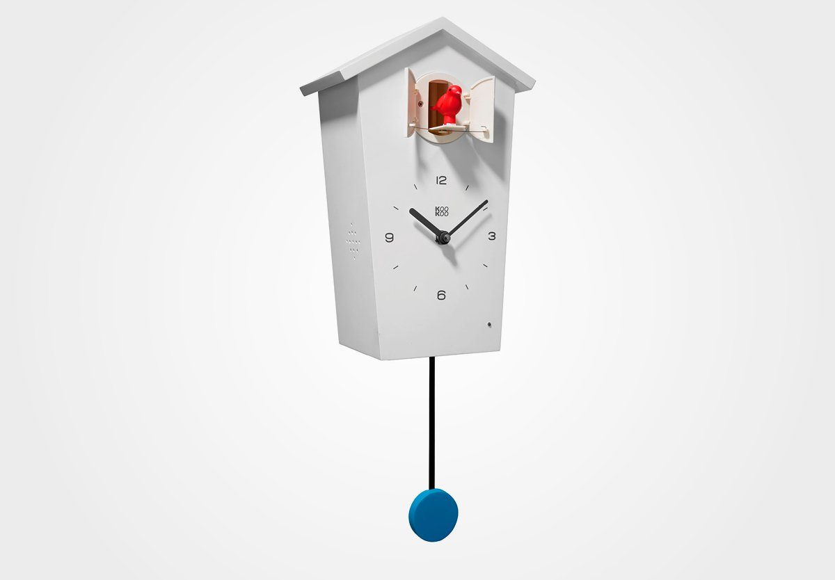 KOOKOO Pendelwanduhr Weiß BirdHouse