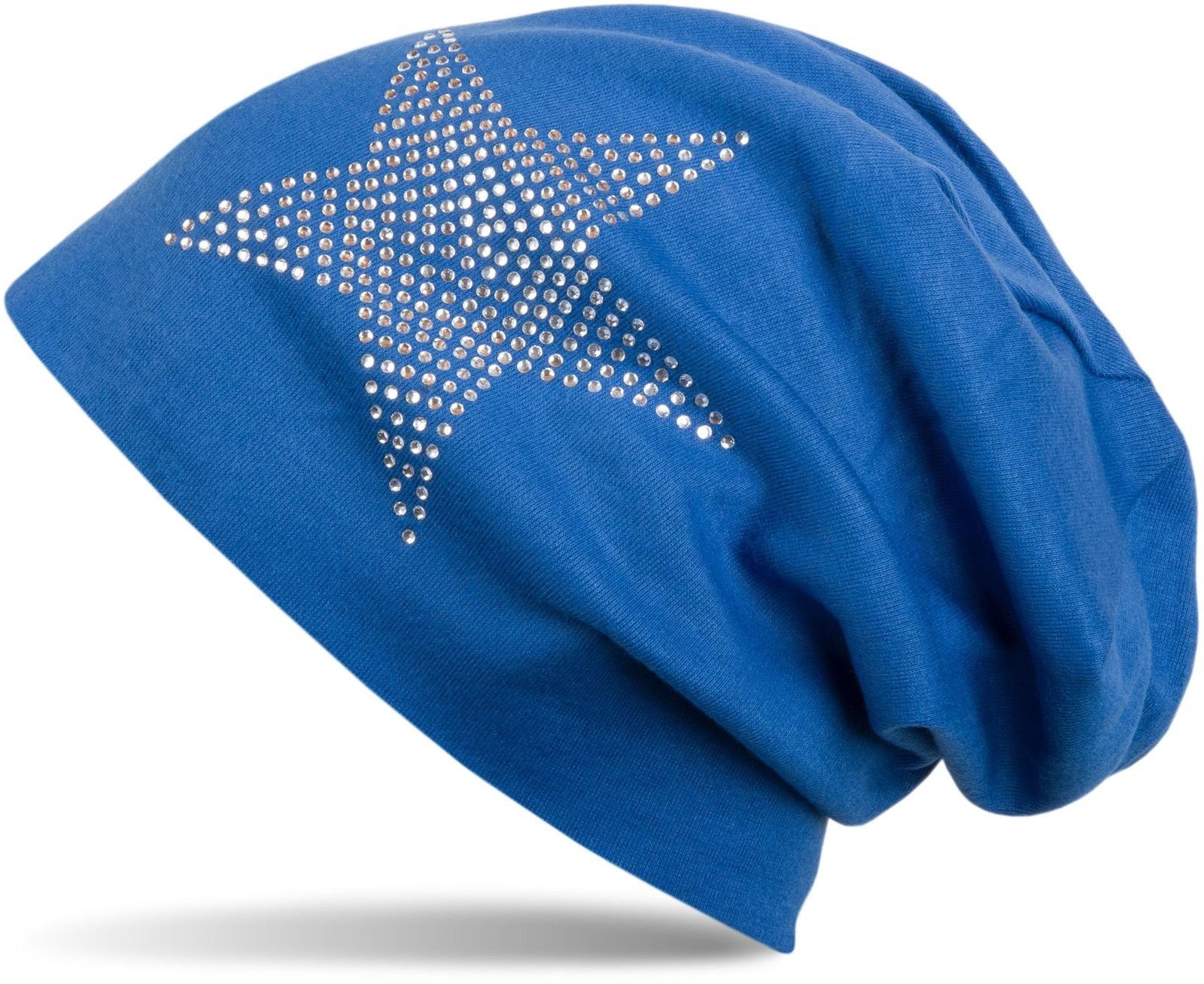 Stern Royalblau Warme Mütze (1-St) Strass Beanie styleBREAKER mit Beanie