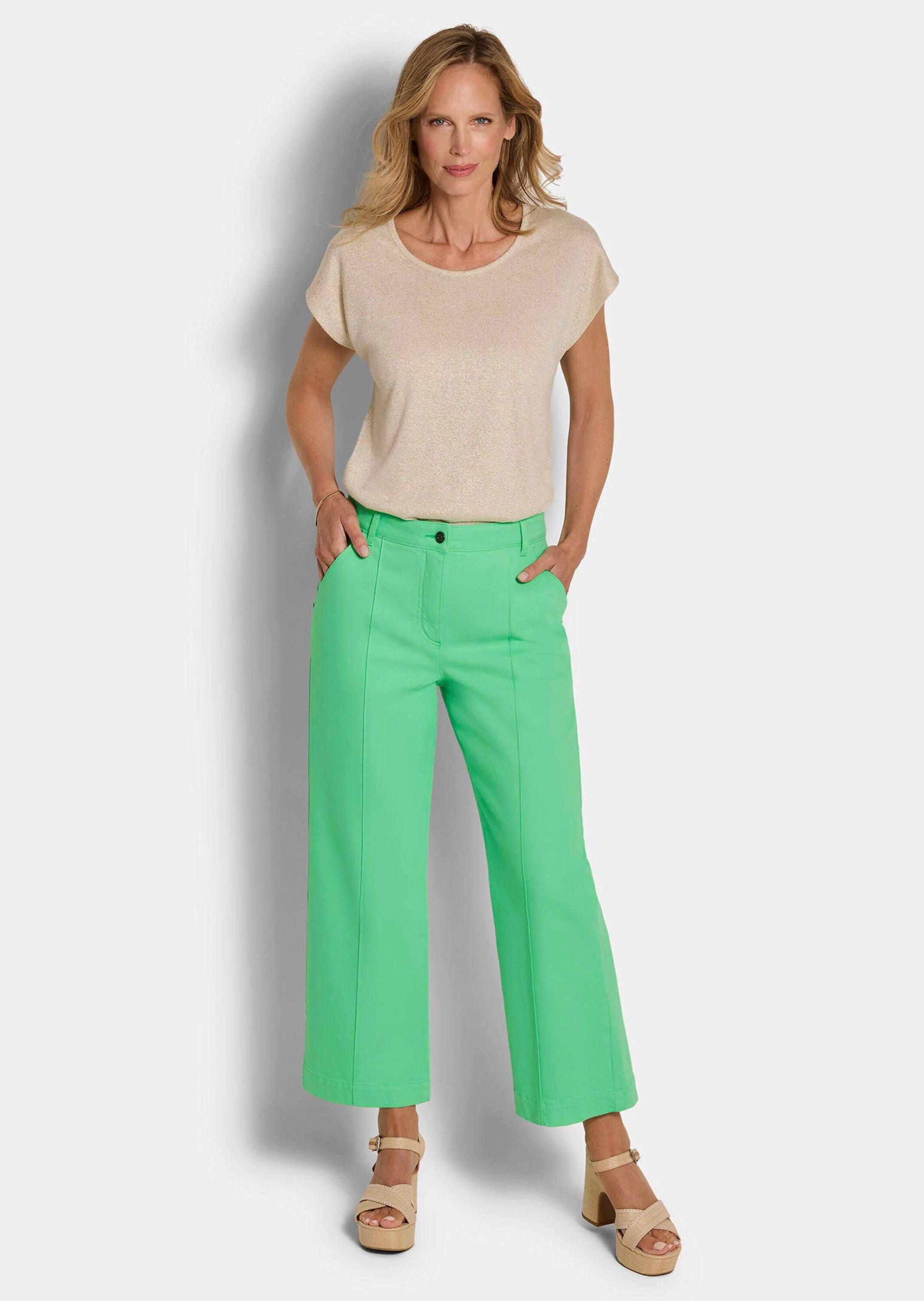 GOLDNER Bequeme Jeans Jerseyhose mit Biesen Baumwollhose mit Formbund, Eingriffstaschen und 7/8-Länge