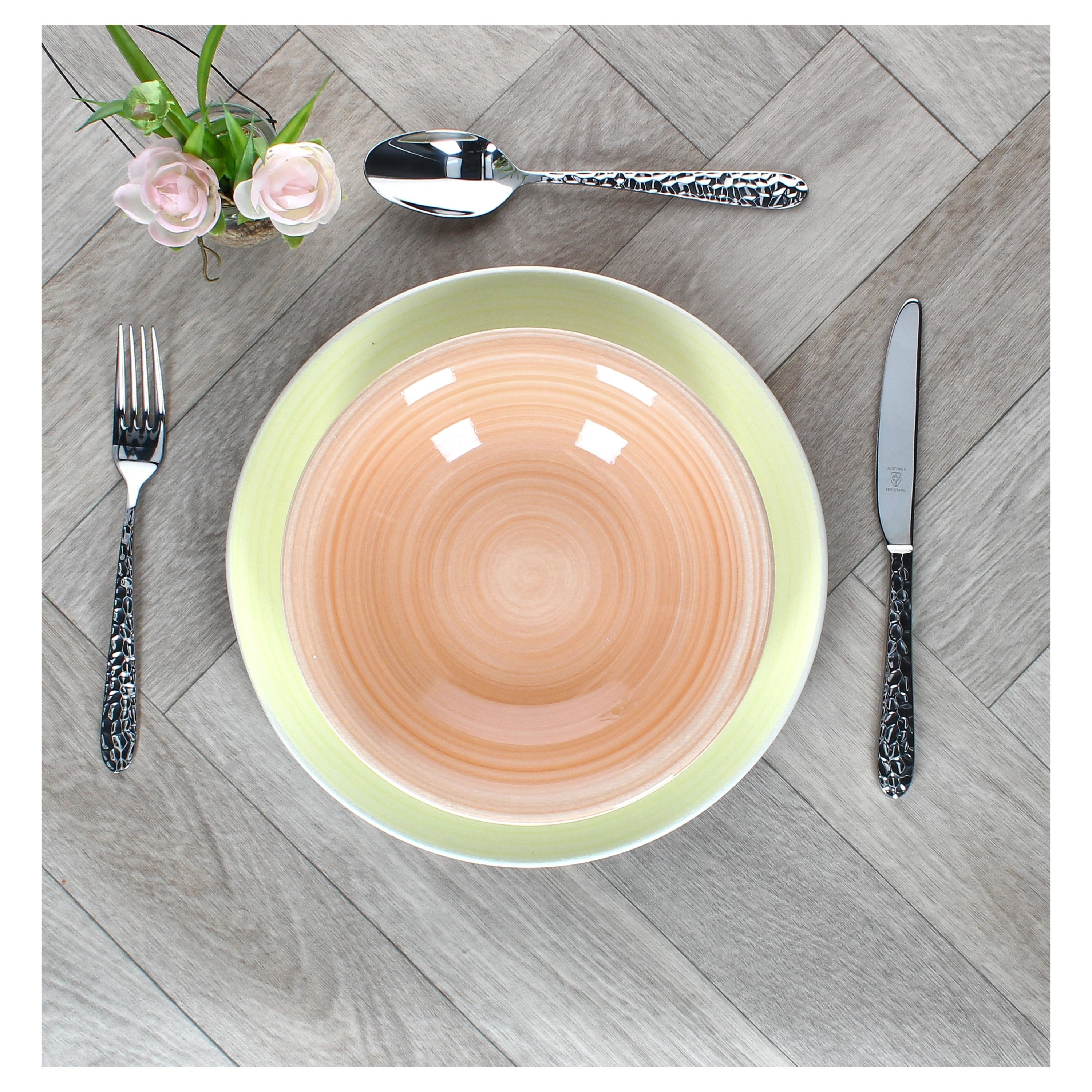 MamboCat Tafelservice Pastello Tellerset 12-tlg Ø 27 cm & Ø 21,3 cm Steingut Pastellfarben, Steingut – Bild 4 von 5