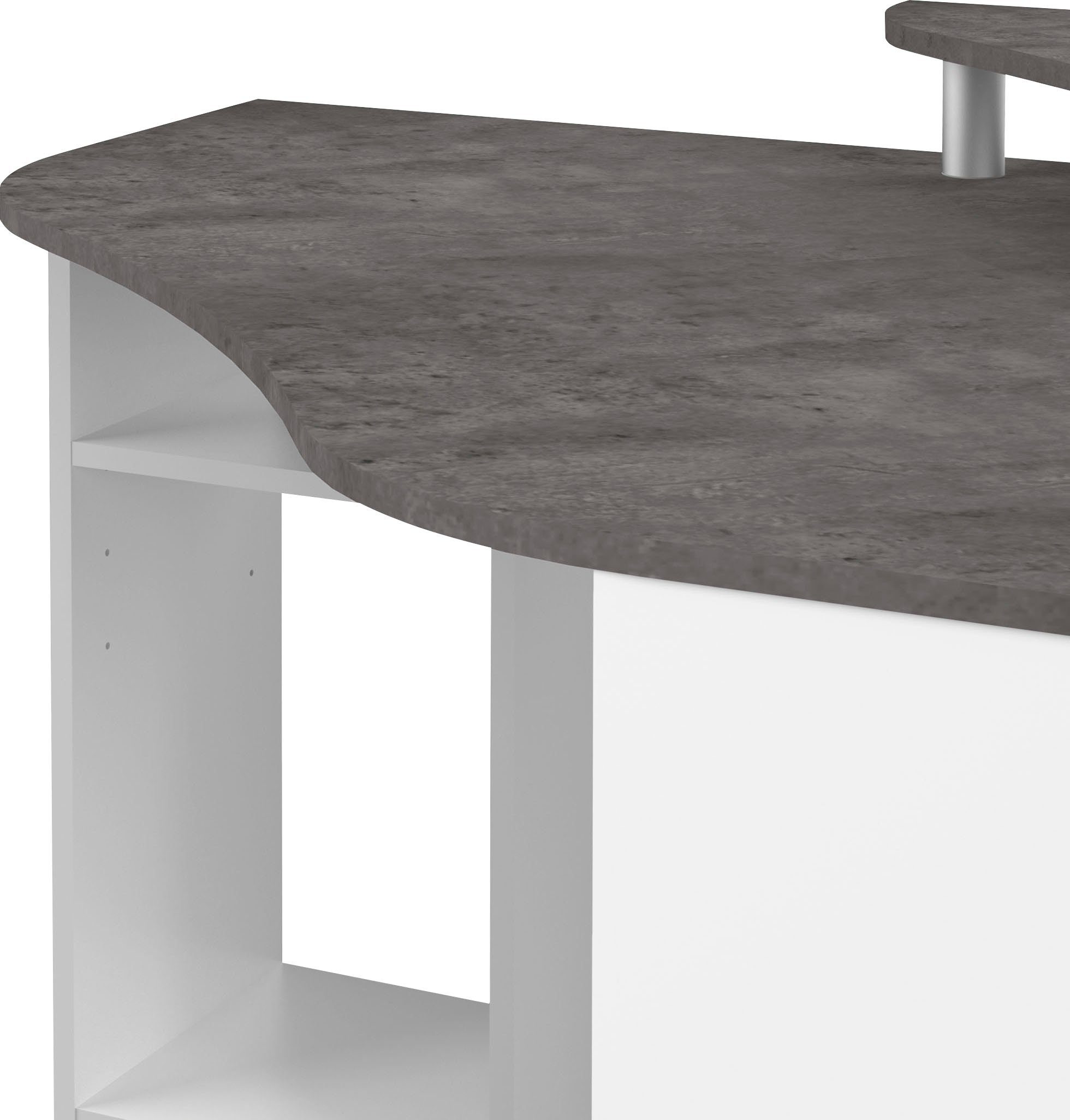 Melamingestell, TemaHome in Farbvarianten, Corner, betonfarbig | Tischplatte 94 Schreibtisch cm weiß/anthrazit Breite untersch.