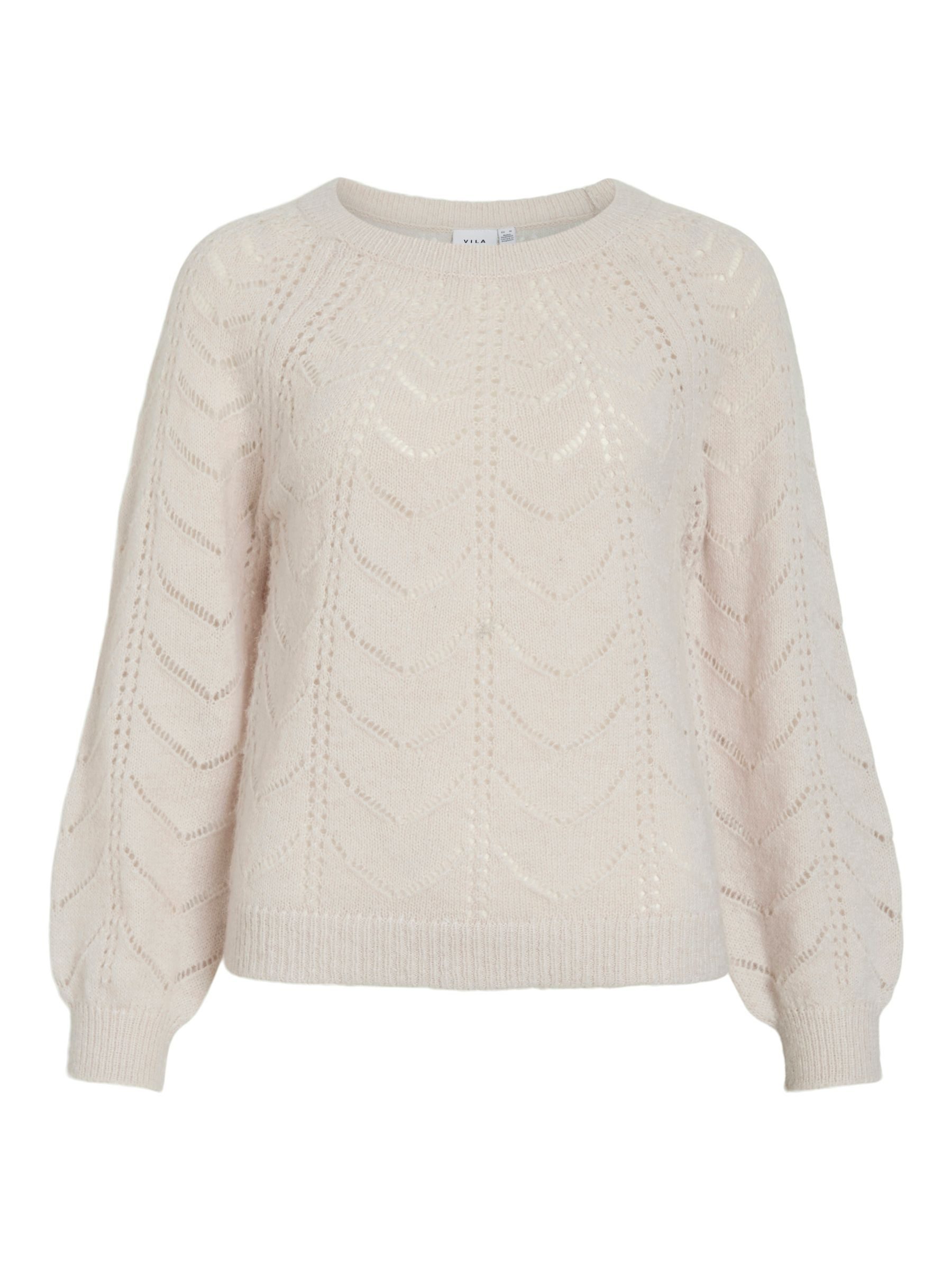 Vila Strickpullover Zeitloses Design mit nahtlosen Details (1-tlg) VITULI O-NECK L/S DETAIL KNIT TOP/PB