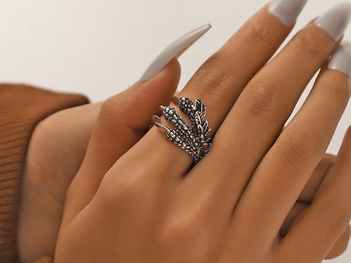 Eyecatcher Fingerring Drachen Klauen Ring. Gothic Ring. Raptor Krallen, Größenverstellbar, Gothic Ring, Detailreich