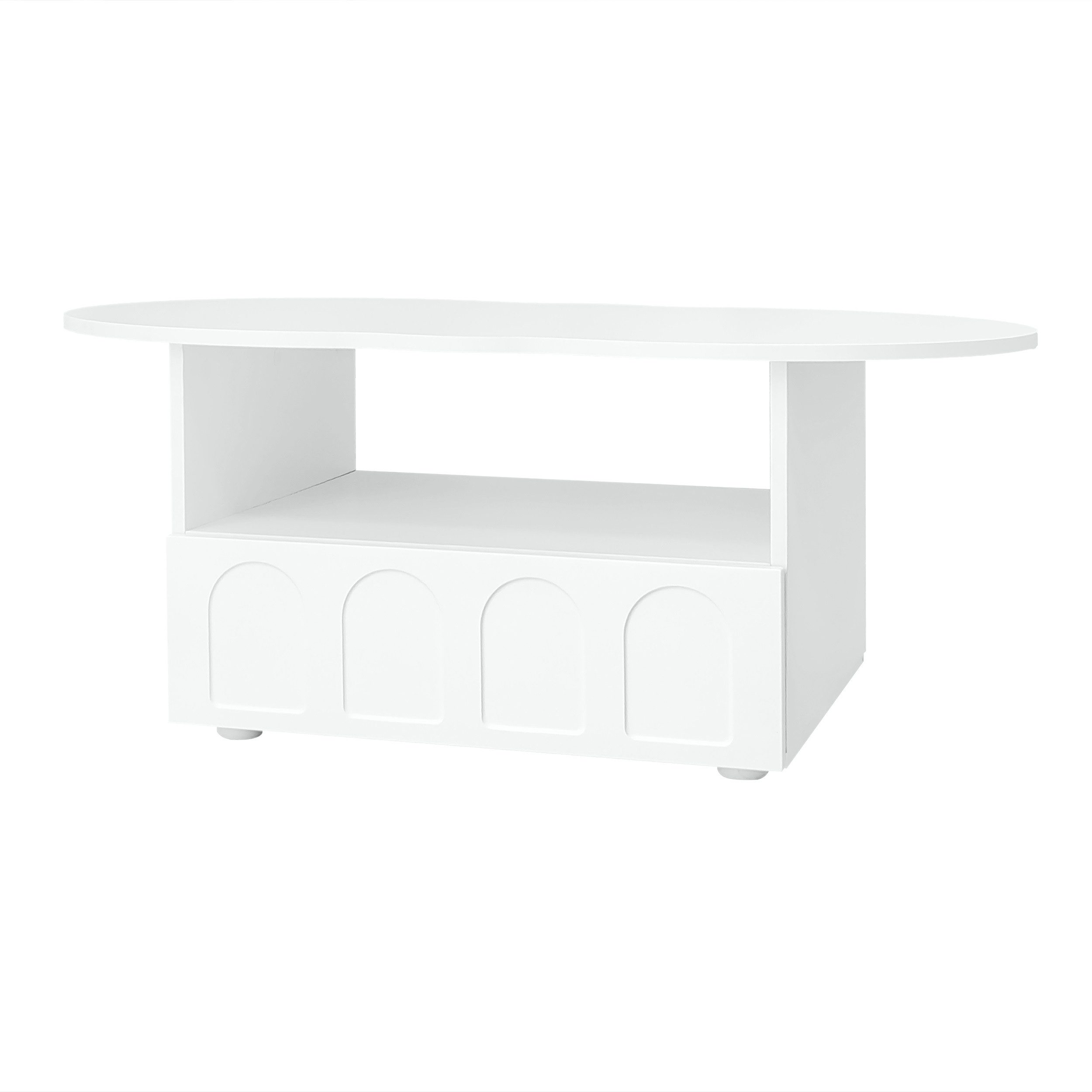 EXTSUD Couchtisch Wolken-Couchtisch mit Schublade & Ablagefach, 100 × 60 cm, weiß (ein Tisch), 100 L x 39,2 H x 60 Bcm