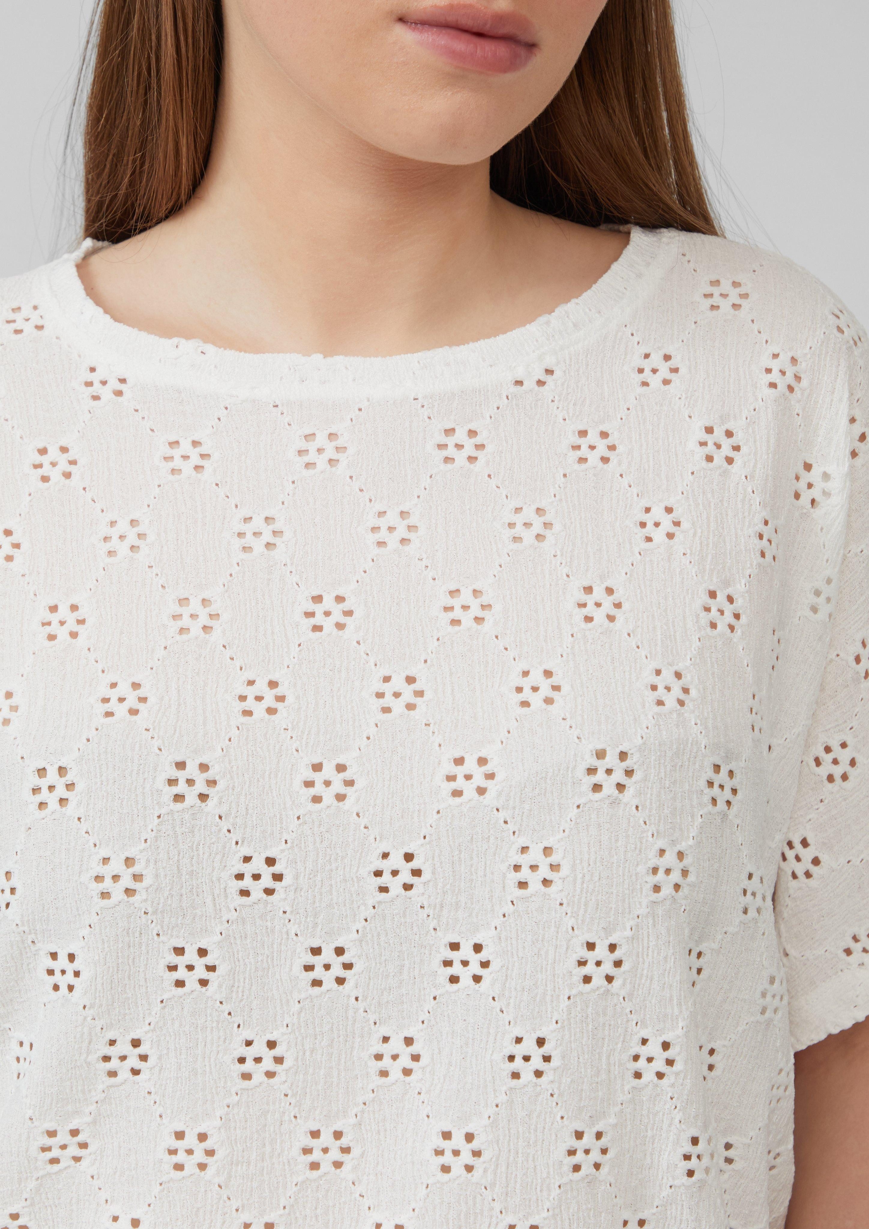 QS Kurzarmshirt Shirt mit Lochstickerei günstig online kaufen