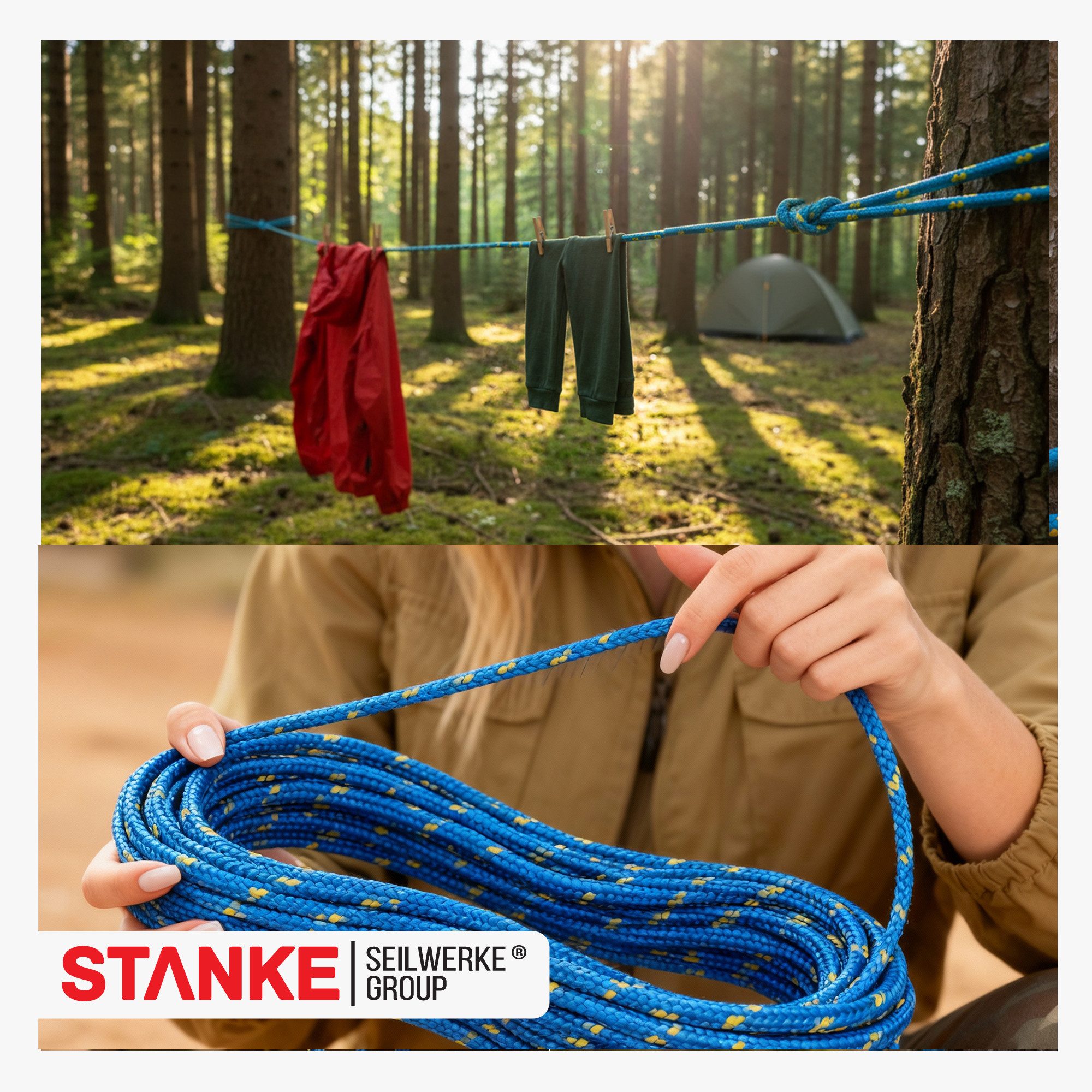STANKE Seil Polypropylenseil 5 mm - 1 m Rot-Gelb Seil für Garten, Balkon, Dicke Schnur für Transport, Bauwesen, Segelzubehör PP Seil