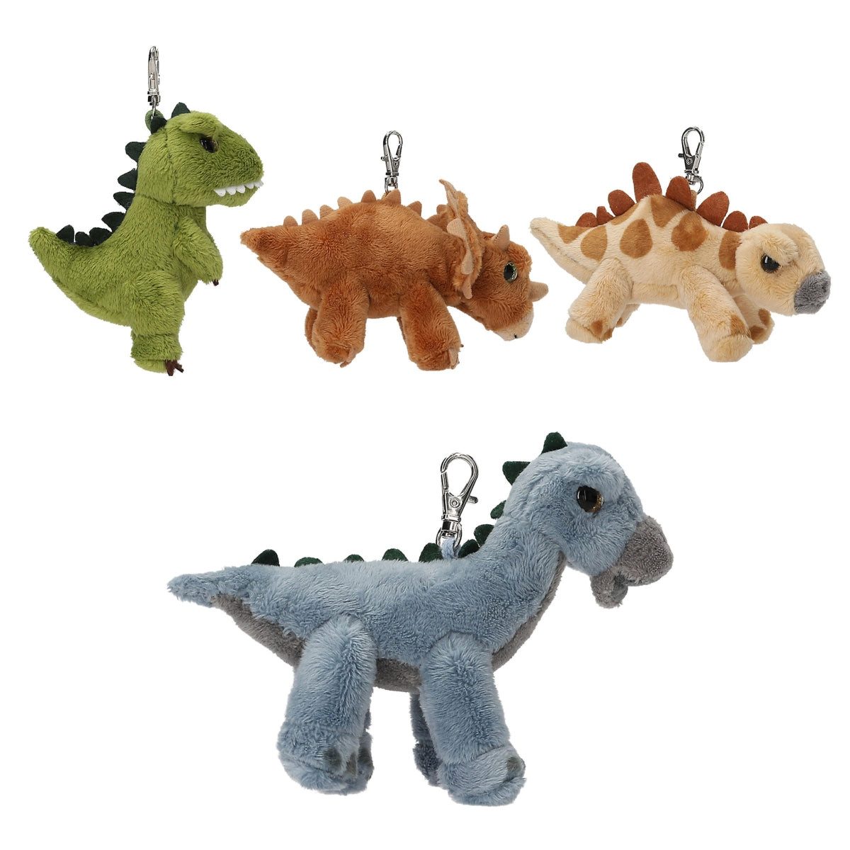 Depesche Kuscheltier Dino World 1x Plüschdino Anhänger - cooler Saurier mit Karabiner