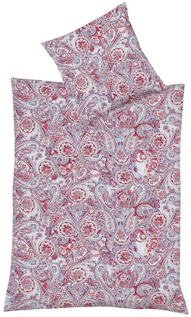 fleuresse Bettwäsche Fleuresse Mako-Satin Bettwäsche 200x220 Paisley blau rot weiß 114296-1, Mako-Satin, 3 teilig
