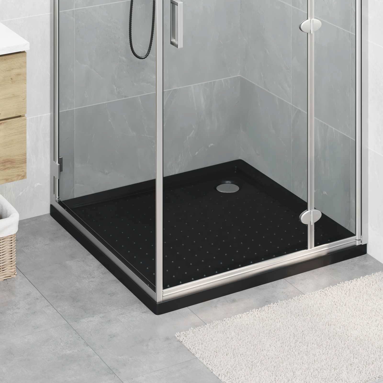 vidaXL Duschwanne Duschbodenablage mit Punkten 90 x 90 x 4 cm ABS Schwarz, Quadratisch, 1-St.