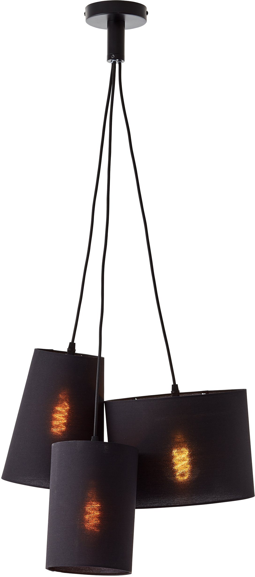 Ø Textilschirm schwarz Hängelampe Places Elijah, Pendelleuchte 44cm ohne Style Leuchtmittel, of