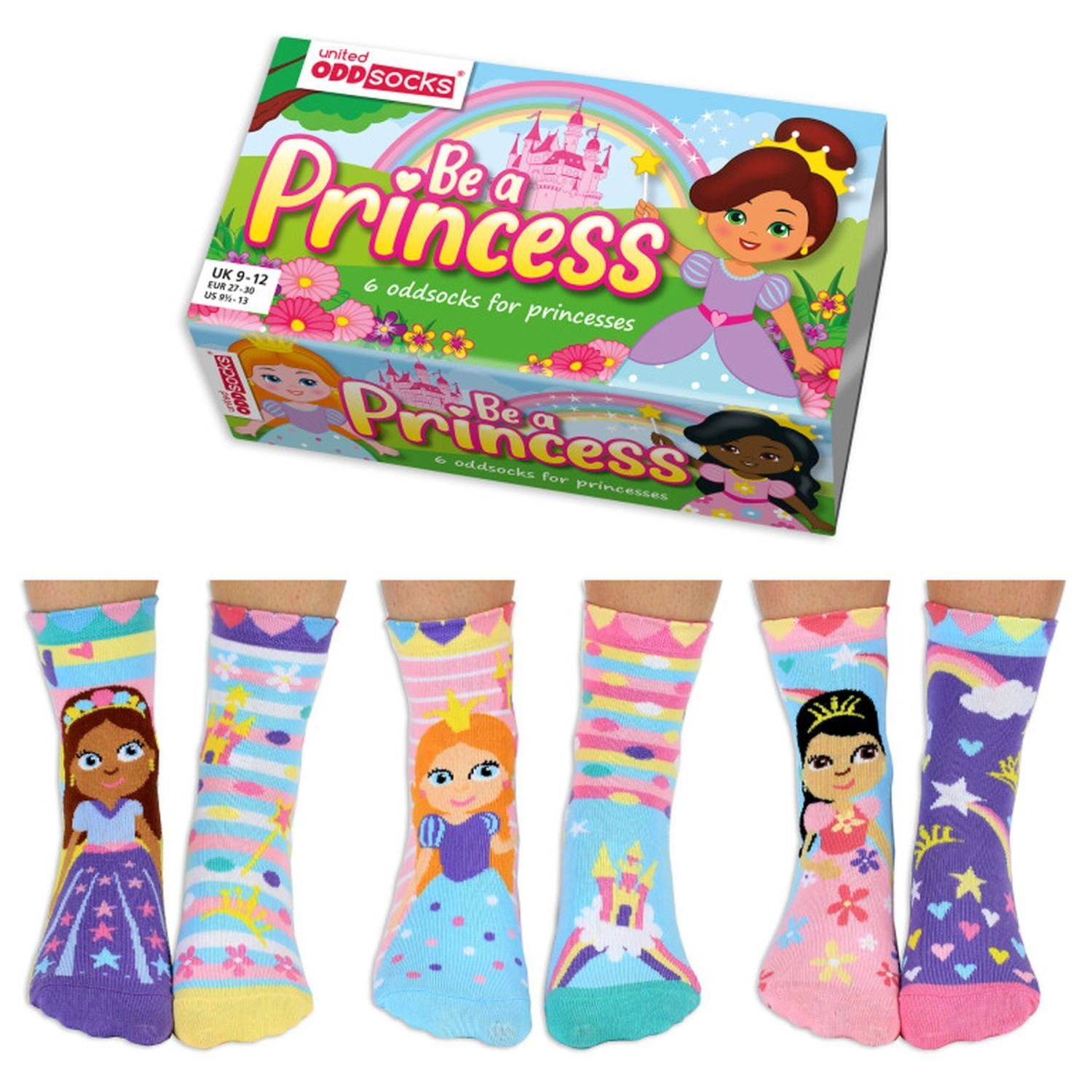 United Oddsocks Socken 3 Paar Socken Strümpfe Kinder Mädchen Gr. 27 - 30 Be A Princess