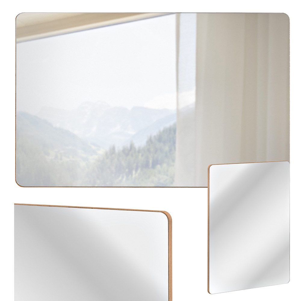 Lomadox Wandspiegel LUTON-56, Badezimmerspiegel 60 cm Wotan Eiche Nb. Nb. B/H/T ca. 60/80/2 cm