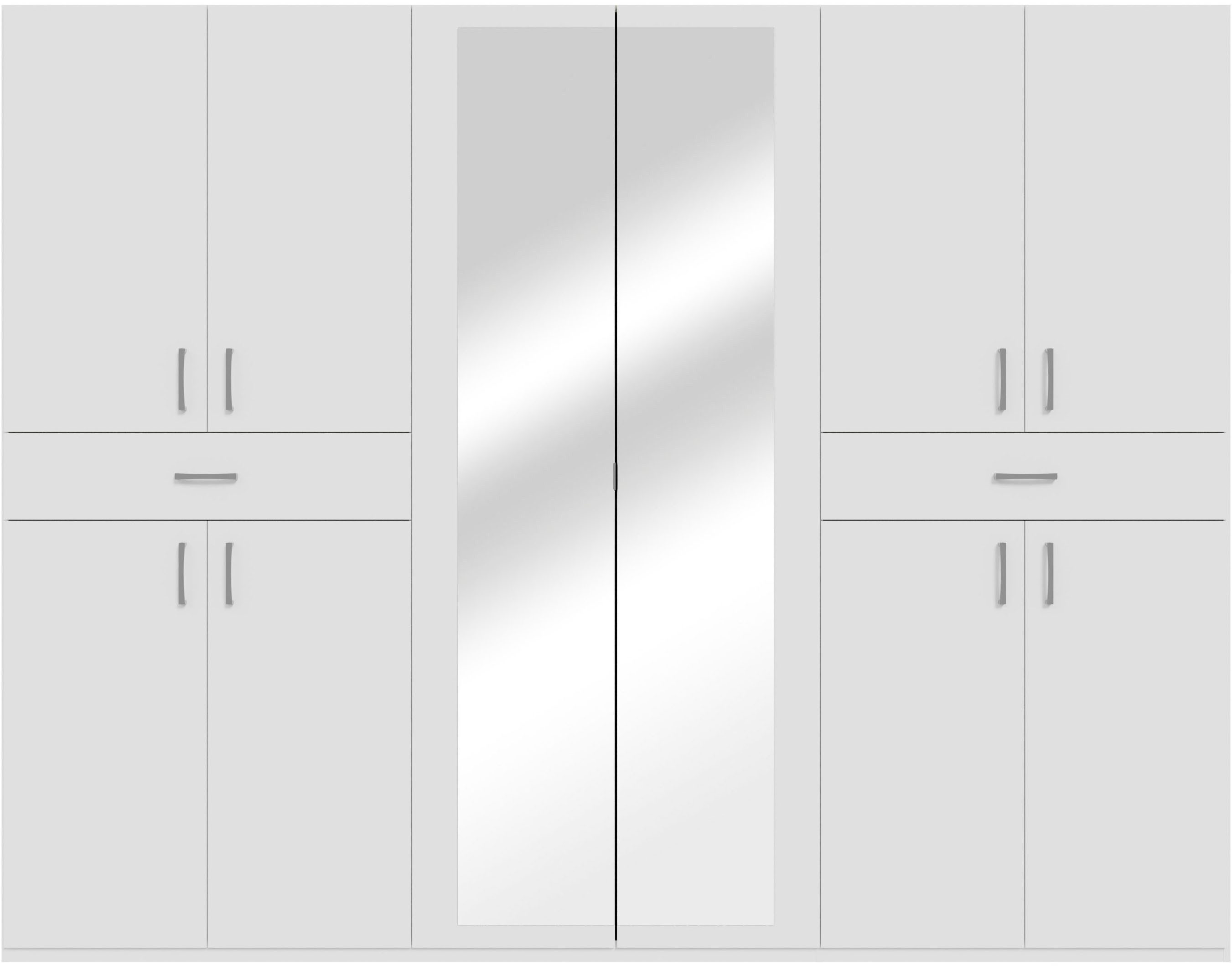 FORTE Kleiderschrank viel Stauraum, Spiegeltüren, stehende Montage B/H/T269,7/210,5/54 cm, Spiegeltüren, Schubkästen