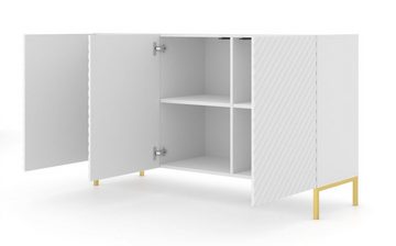 Domando Sideboard Sideboard Naturns, Breite 150cm, Push-to-open-Funktion, besondere Fräsoptik, goldene Füße