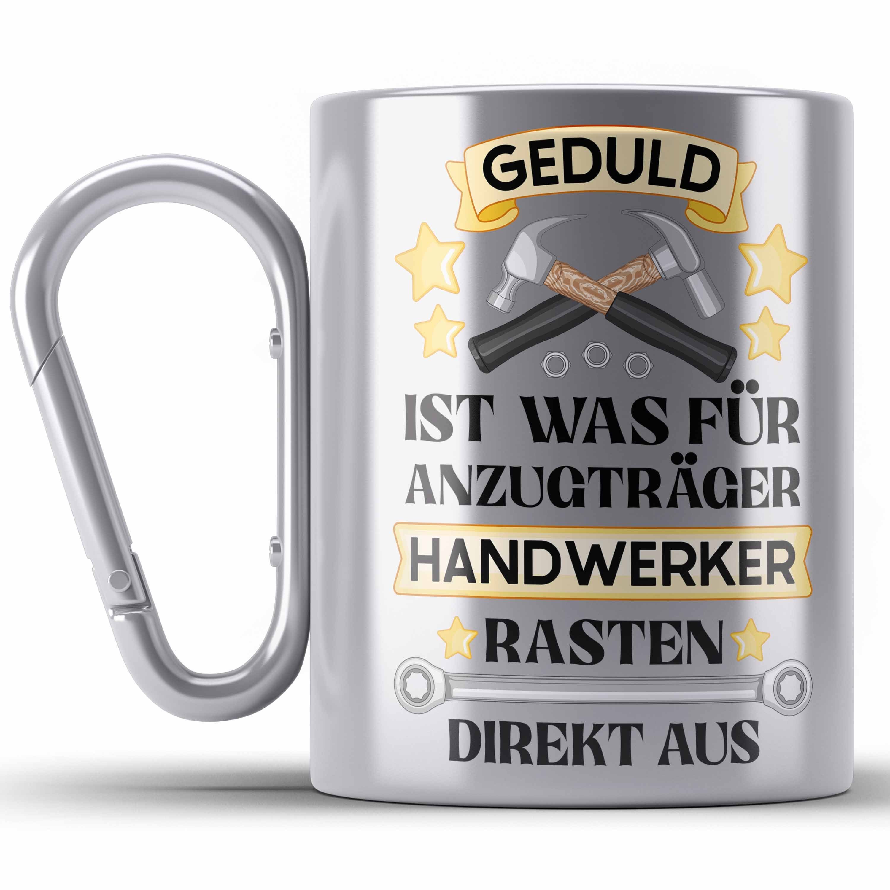 Trendation Thermotasse Handwerker Edelstahl Tasse mit Spruch Geschenke für Handwerk KaffeeEde Silber