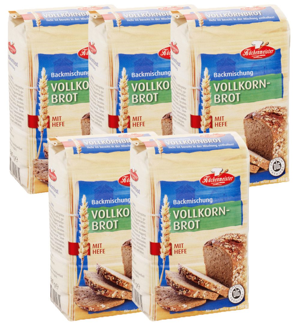 Bielmeier Backmischung Vollkornbrot Küchenmeister, 1 x 2500 g, (5x 500g), Made in Baden-Württemberg (SET314023-5)