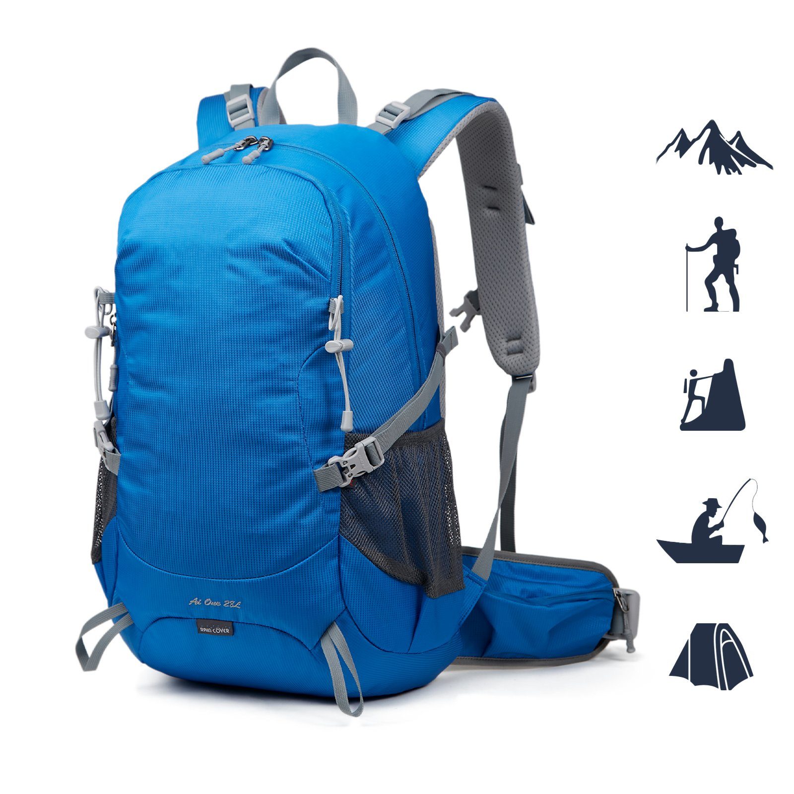 TAN.TOMI Wanderrucksack 28L Großer Wanderrucksack, Wasserdicht Multifunktionaler Daypack Blau