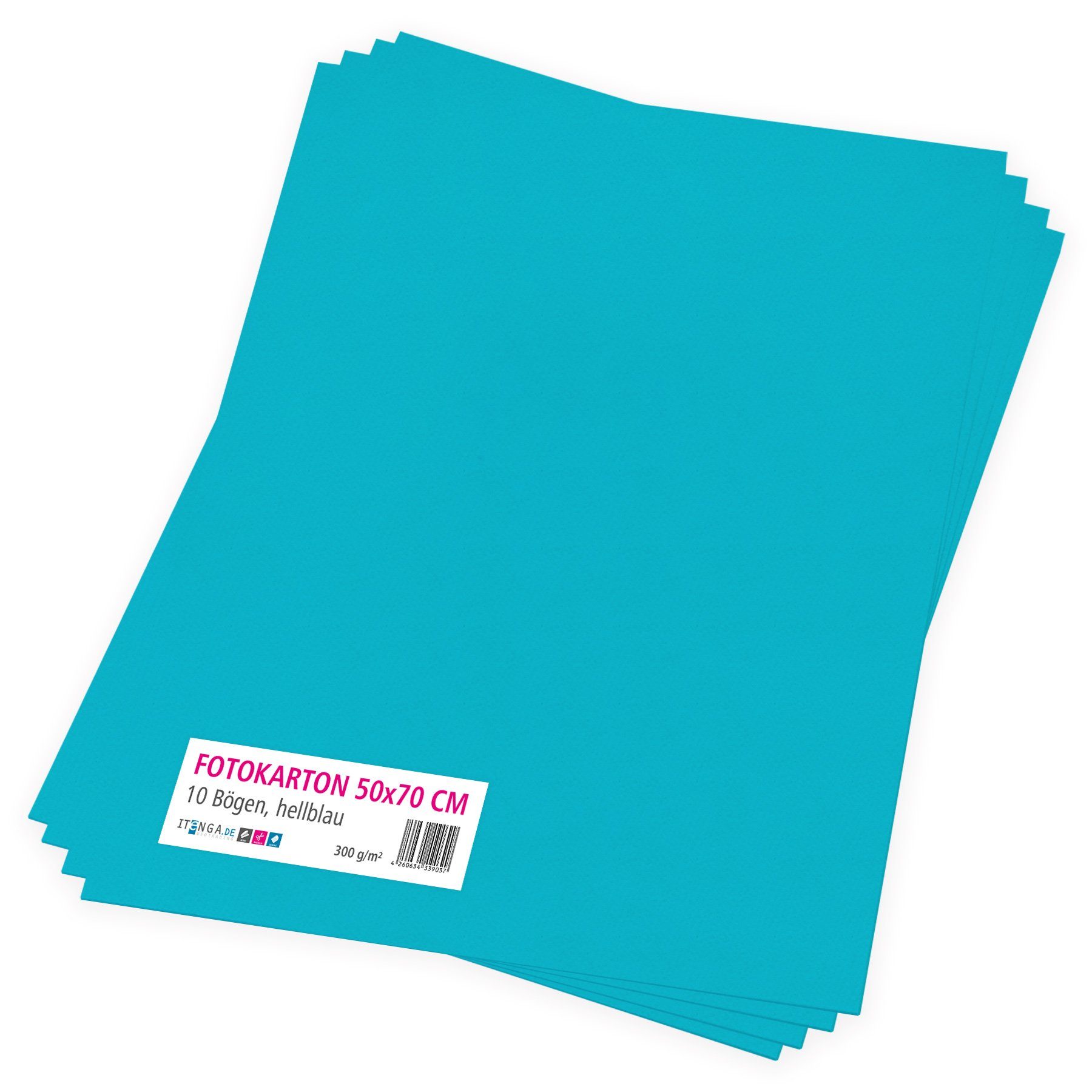 itenga Bastelkartonpapier itenga - 300g/m² 10 hellblau Fotokarton Bo 50x70cm