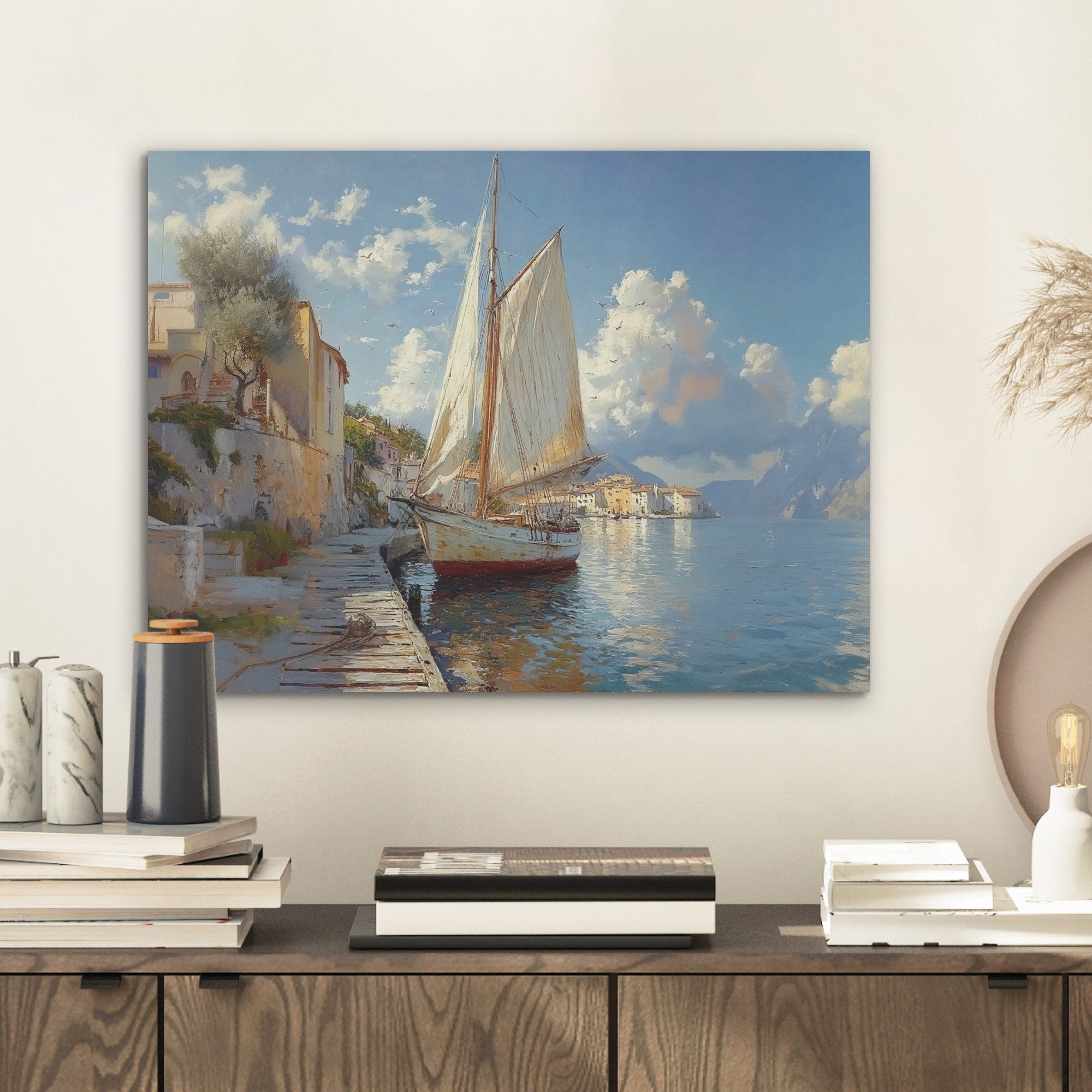 MuchoWow Gemälde Segelschiff - Häuser - günstig online kaufen