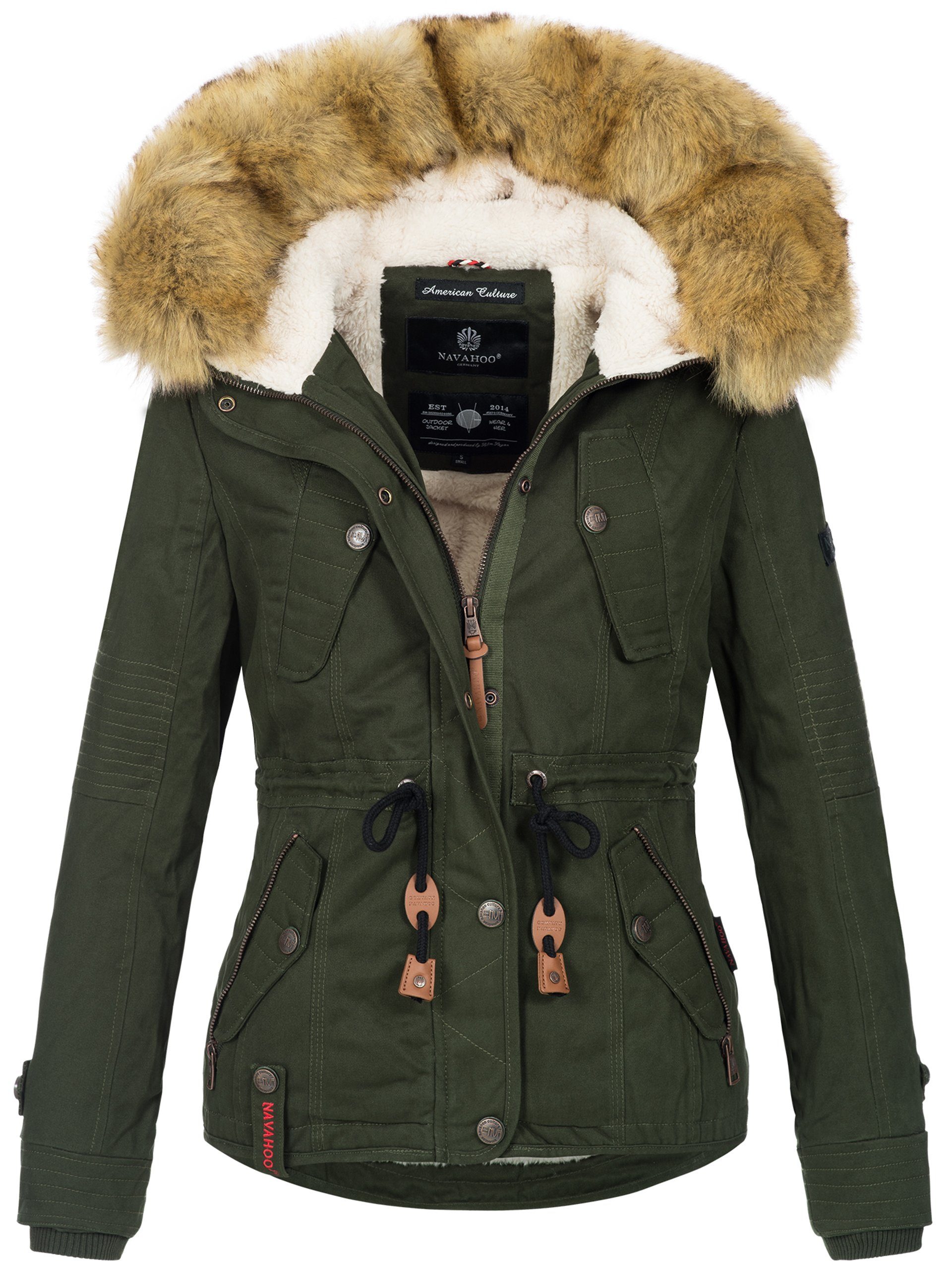 Navahoo Winterjacke Pearl mit warmem Teddyfell