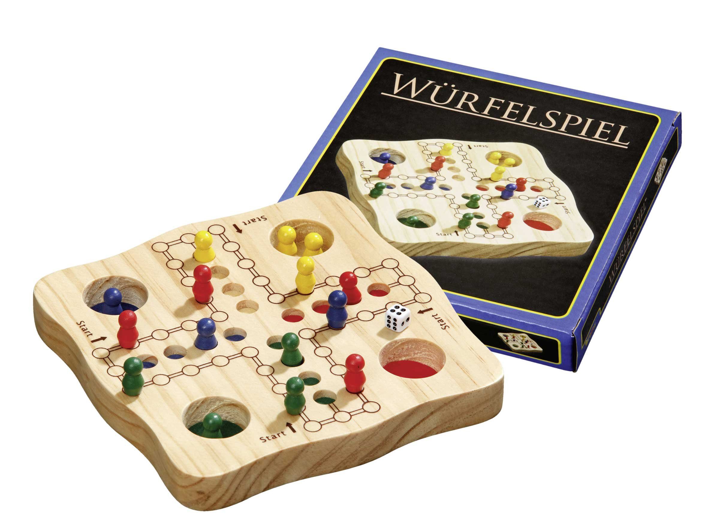 Philos Spiel Philos 3186 - Würfelspiel, klein, Reisespiel, Holz, 15x15cm