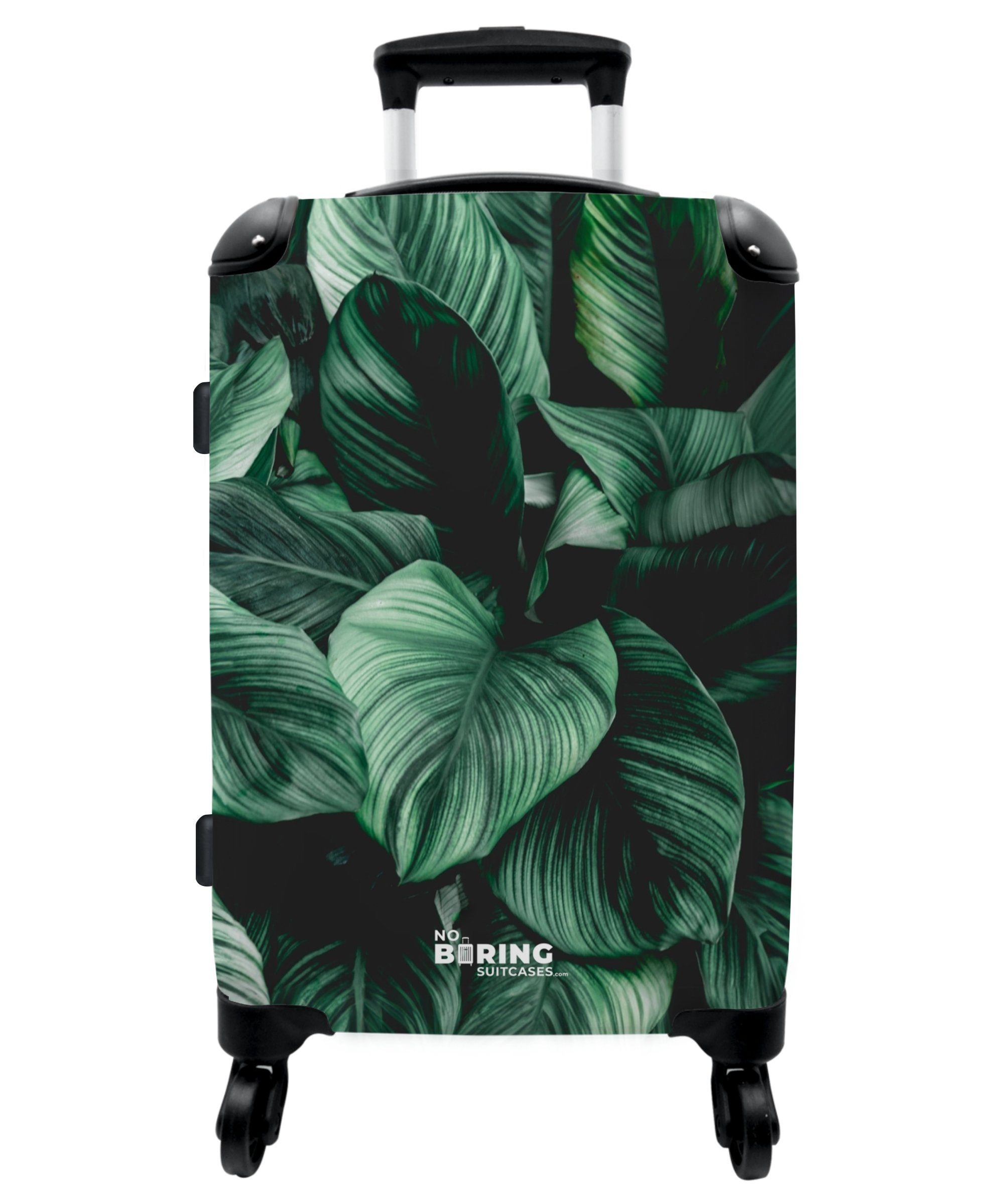 NoBoringSuitcases.com© Koffer 67x43x25cm Blätter - Grün - Natur, 4 Rollen, Aufgabegepäck Trolley Rollkoffer Große Reisekoffer mit 4 Rollen -