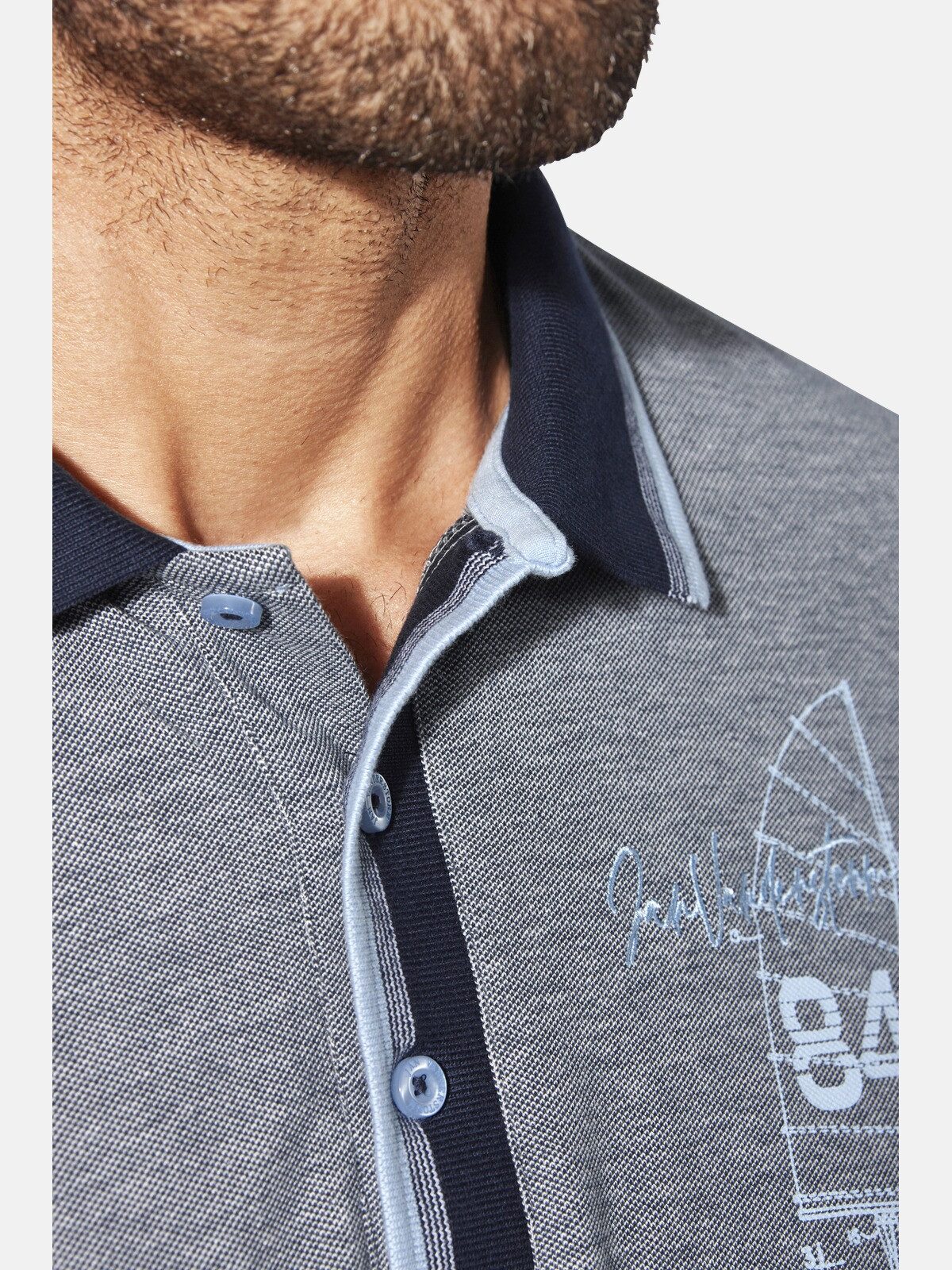 Jan Vanderstorm Poloshirt HERFINN in Melange-Optik – Bild 4 von 5