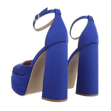 Ital-Design Damen Abendschuhe Party & Clubwear Plateaupumps Blockabsatz High Heel Pumps in Blau