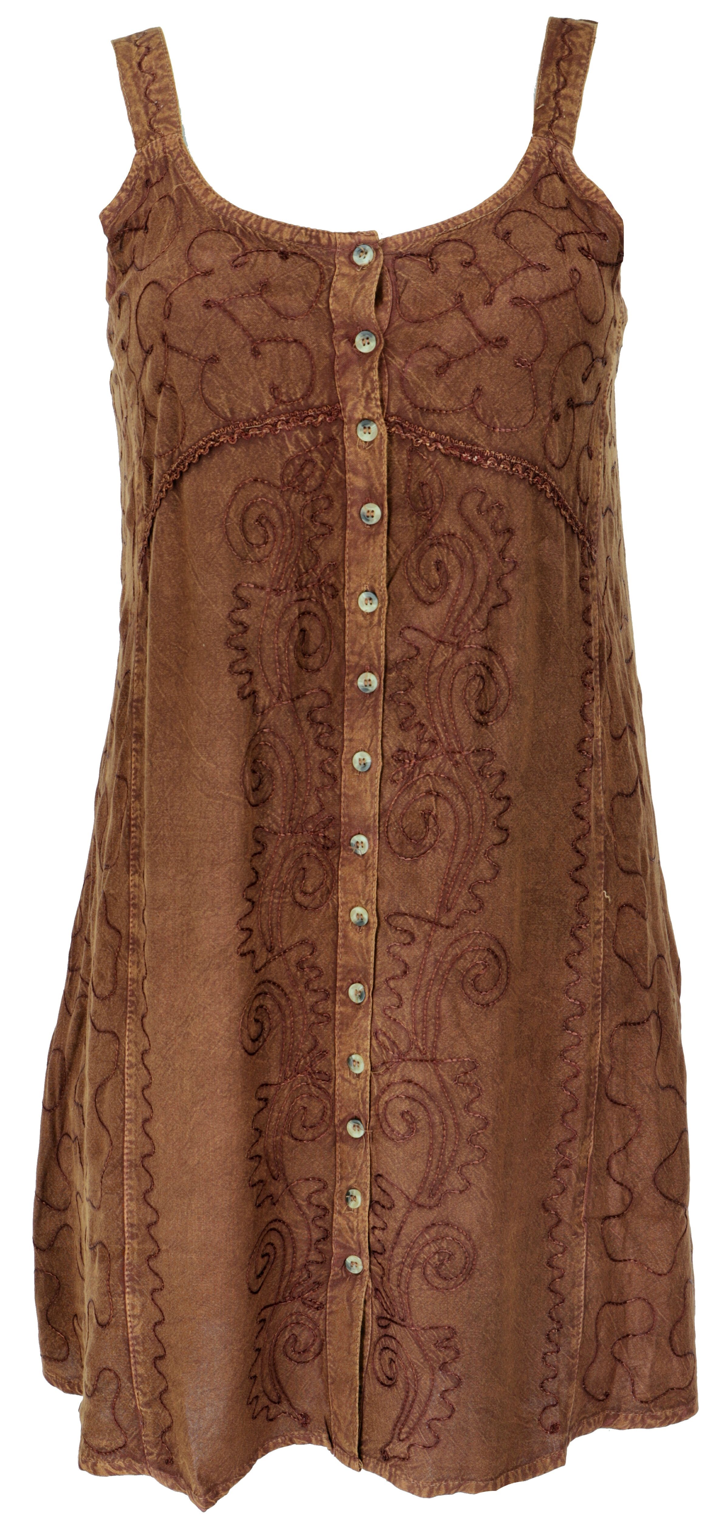 Guru-Shop Minikleid Besticktes indisches Kleid, Bekleidung braun/Design Midikleid -.. 23 Boho alternative